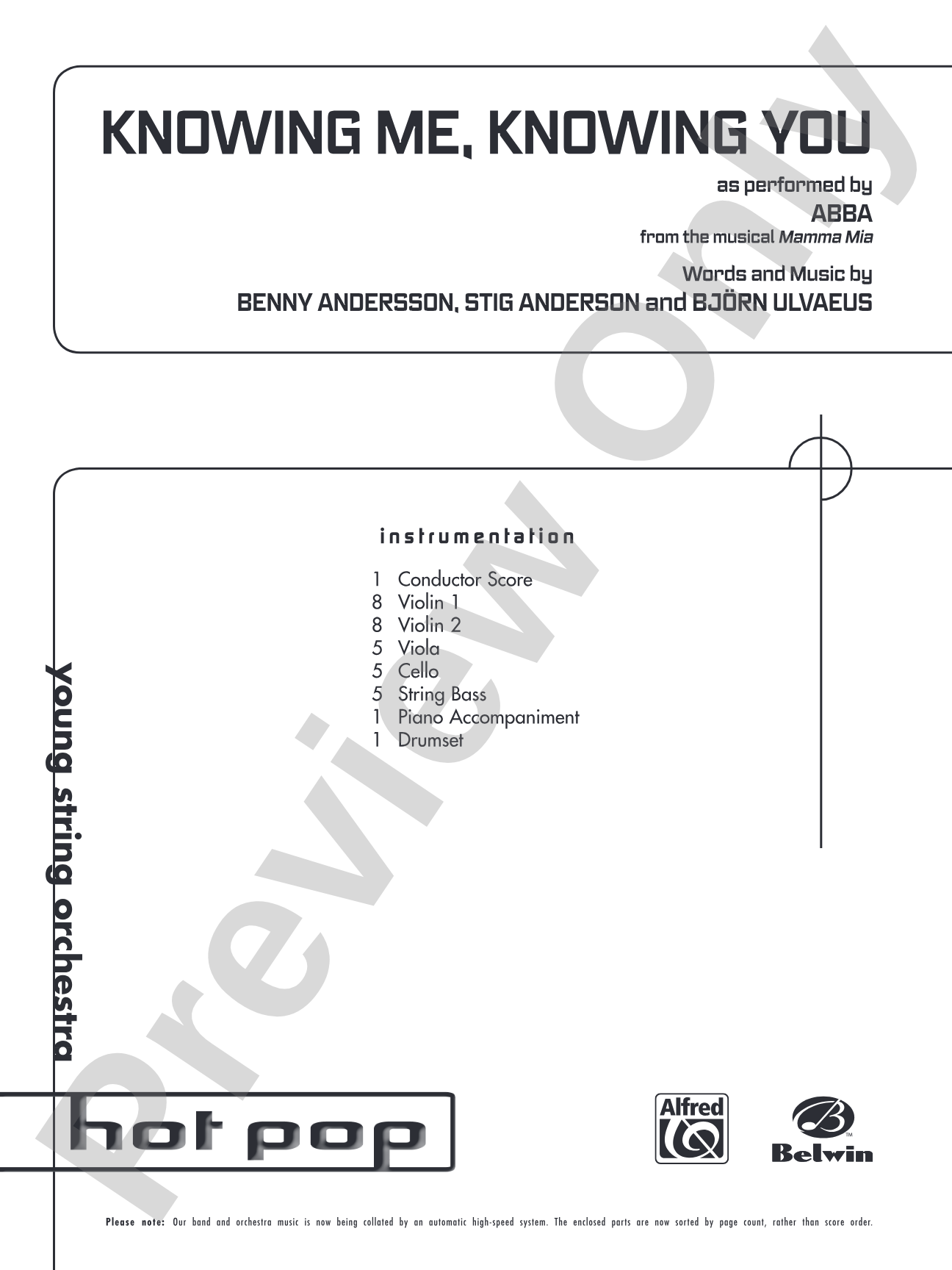 Knowing Me, Knowing You (As performed by ABBA from the musical Mamma Mia): Score