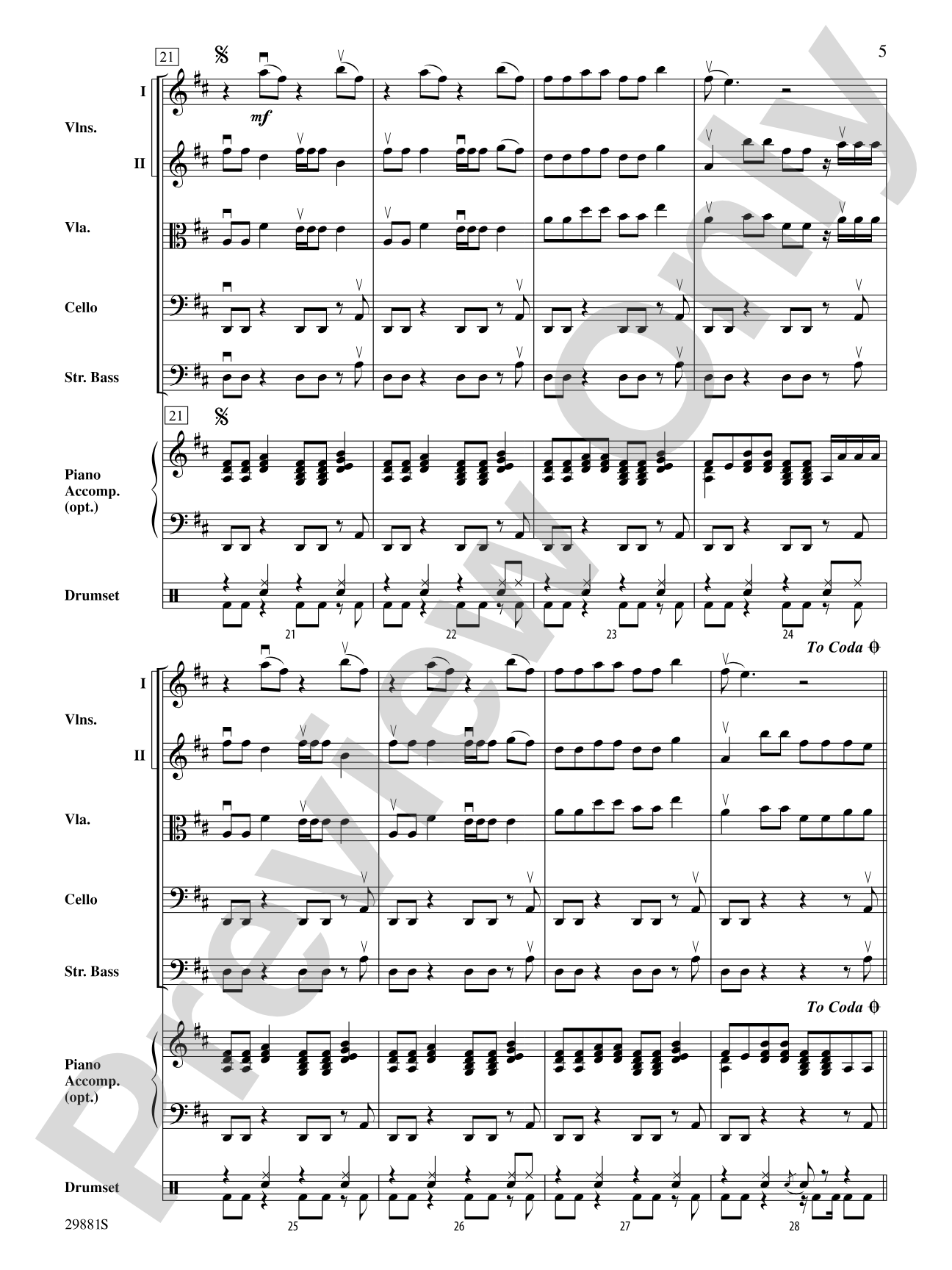 Clumsy (as recorded by Fergie on the album The Dutchess): String Orchestra Conductor Score & Parts