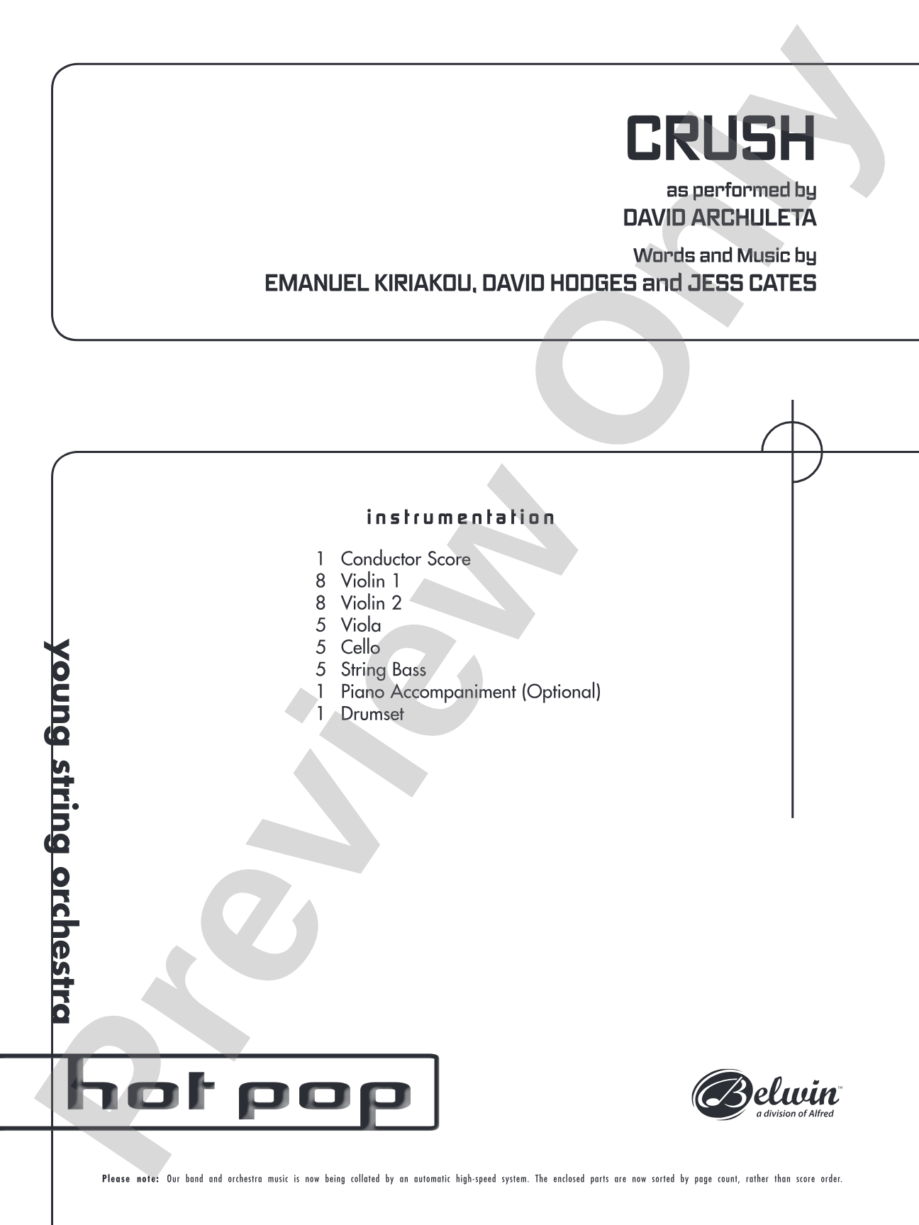 Crush: String Orchestra Conductor Score & Parts