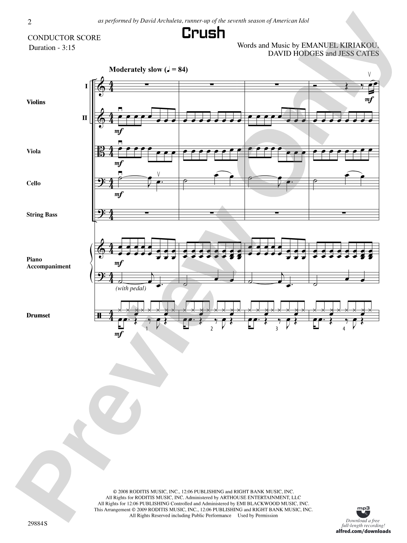 Crush: String Orchestra Conductor Score & Parts