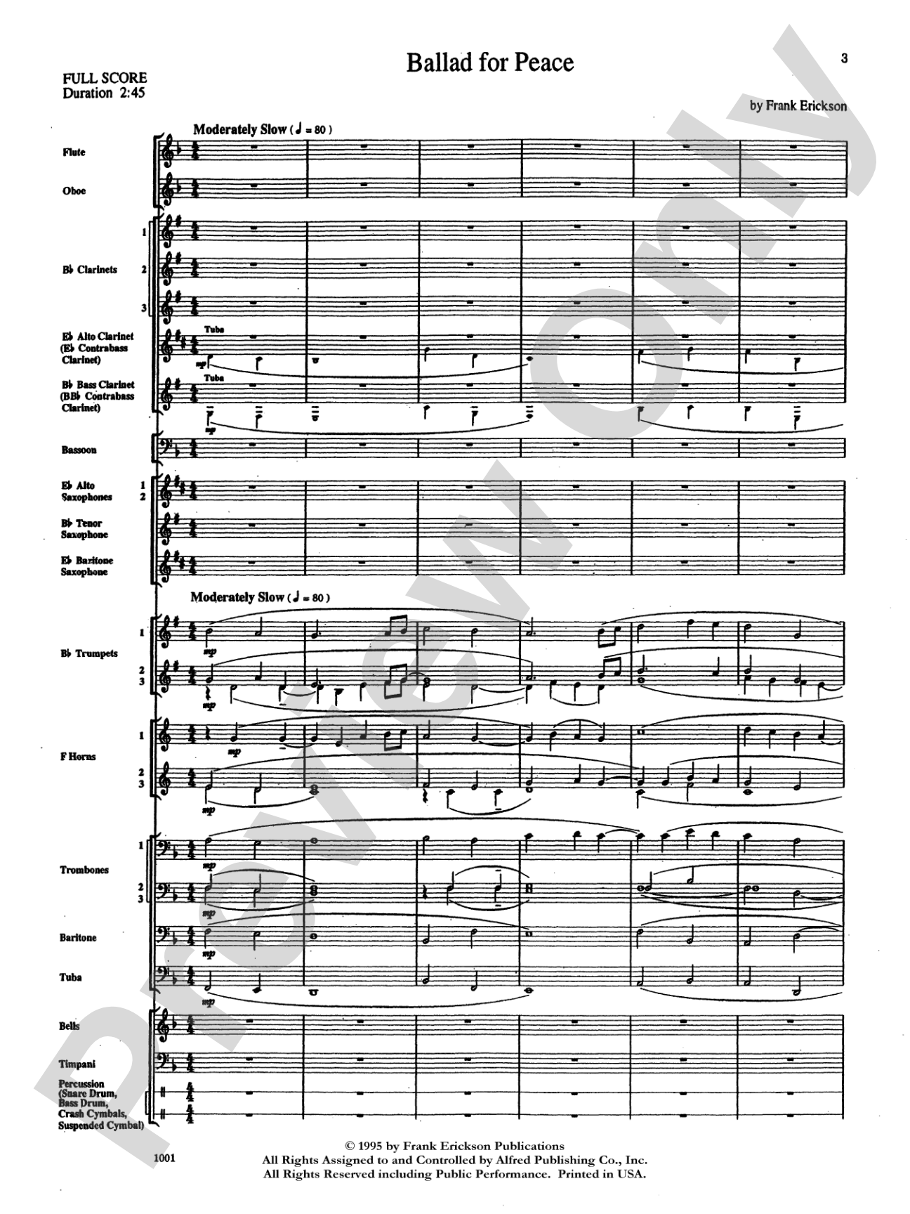 Ballad for Peace: Concert Band Conductor Score & Parts