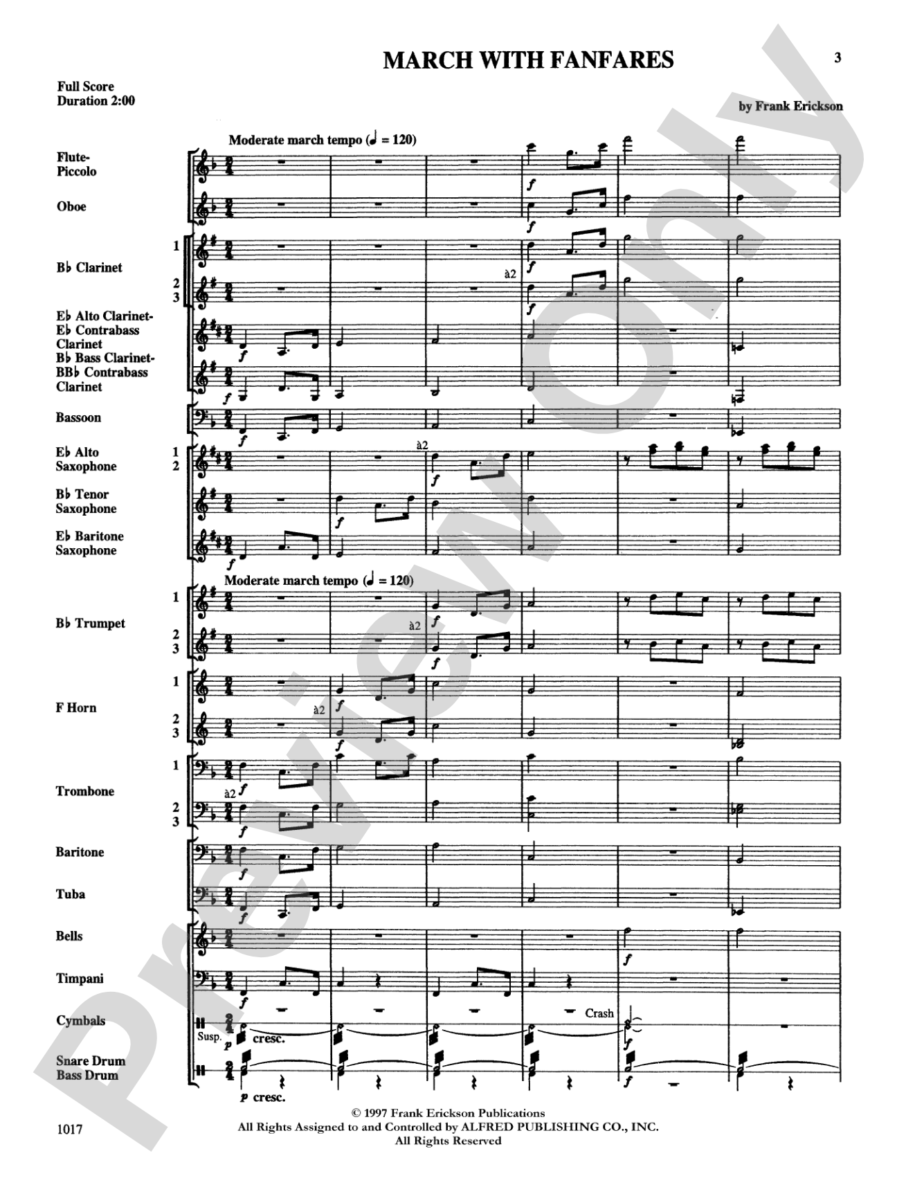 March with Fanfares: Concert Band Conductor Score & Parts