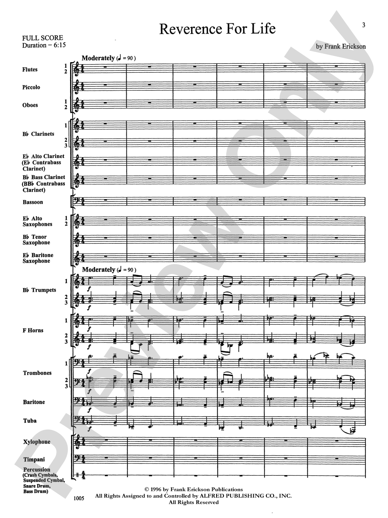 Reverence for Life: Concert Band Conductor Score & Parts