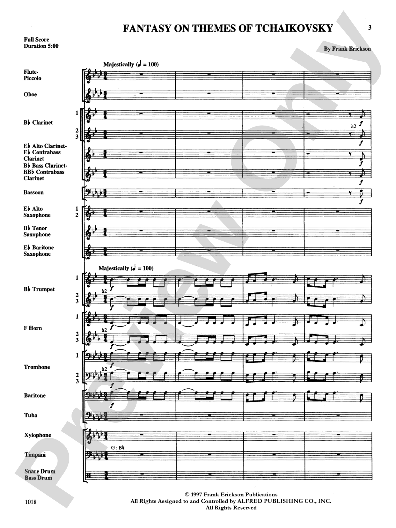 Fantasy on Themes from Tchaikovsky: Concert Band Conductor Score & Parts