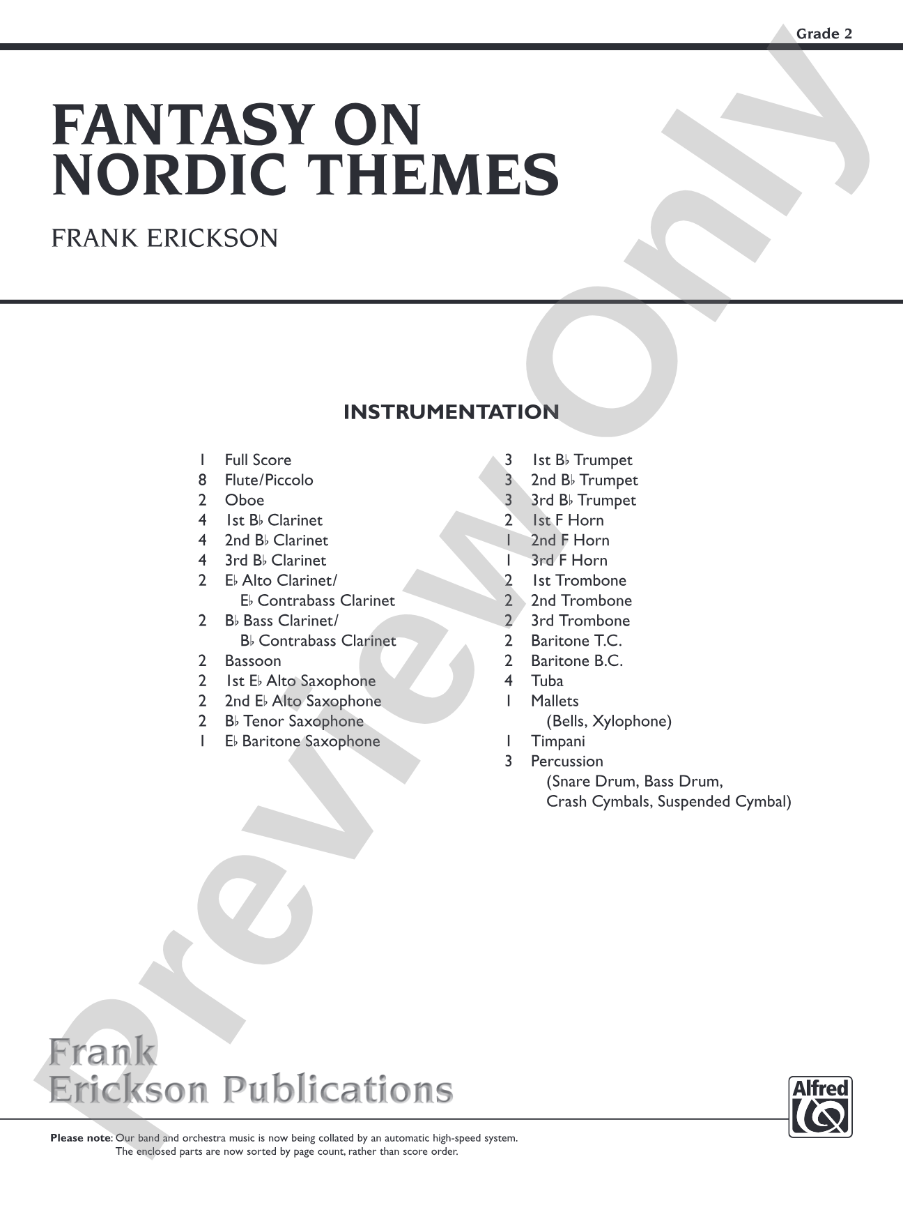 Fantasy on Nordic Themes: Concert Band Conductor Score & Parts