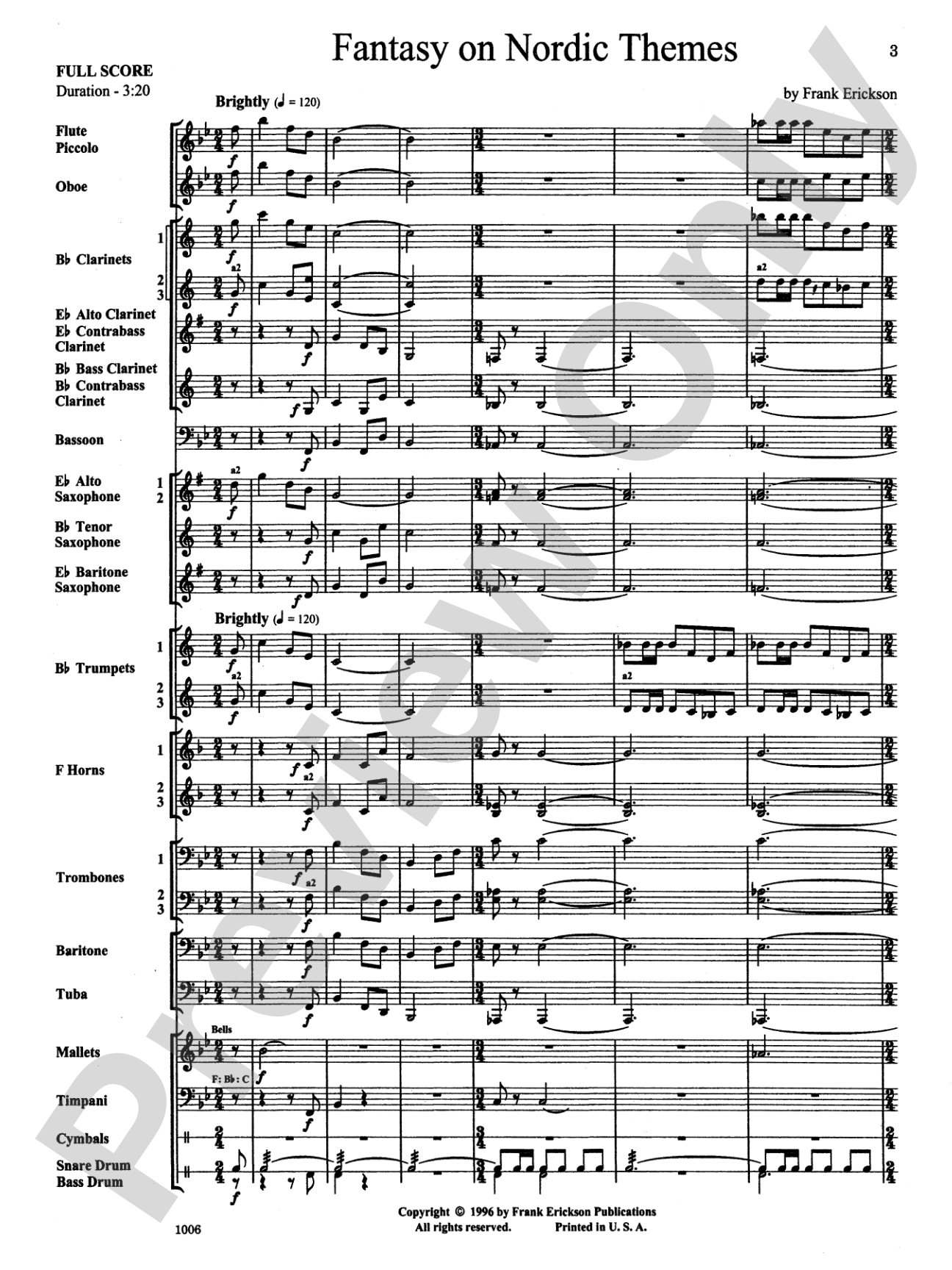 Fantasy on Nordic Themes: Concert Band Conductor Score & Parts