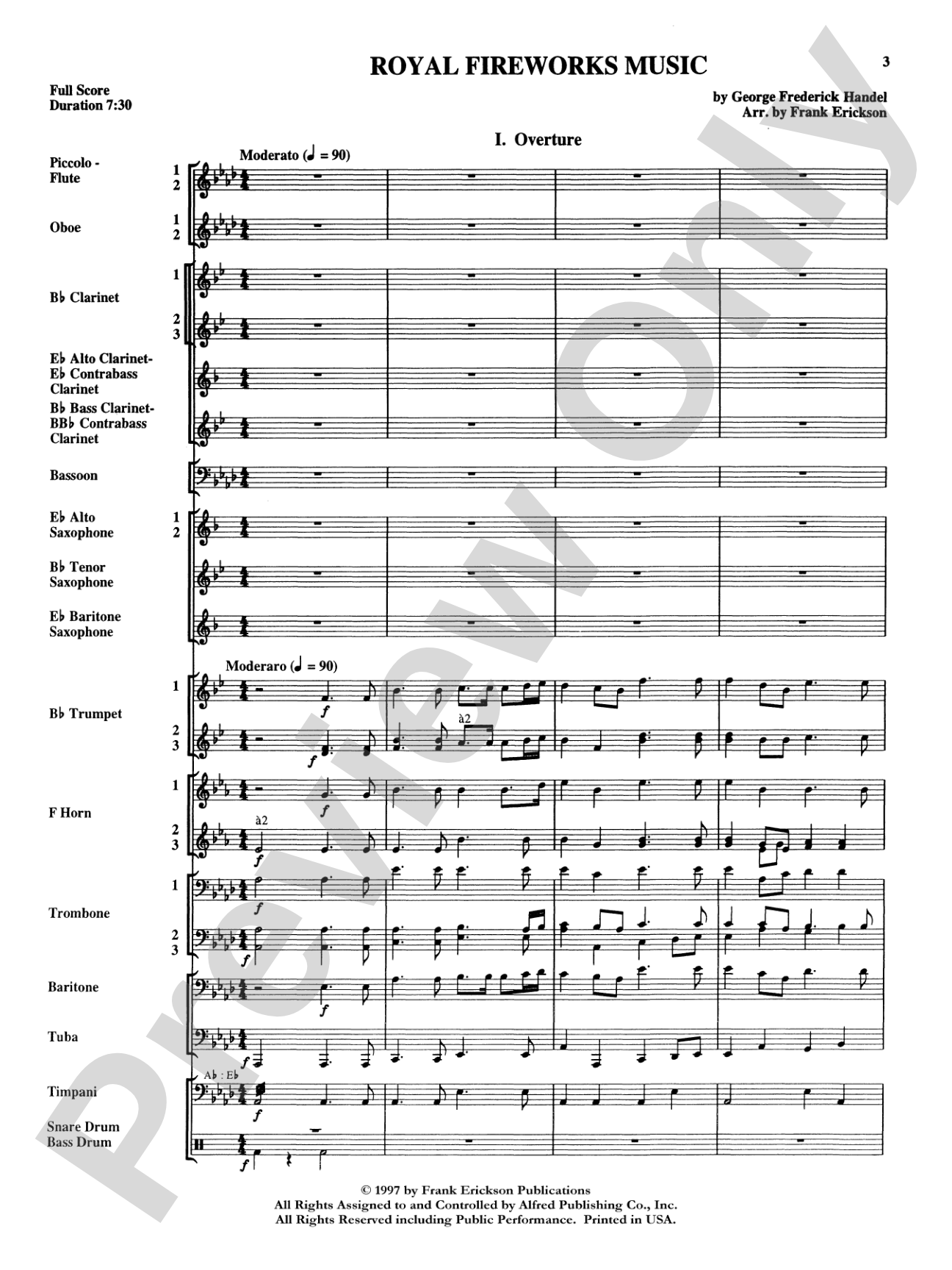 Royal Fireworks Music: Concert Band Conductor Score & Parts