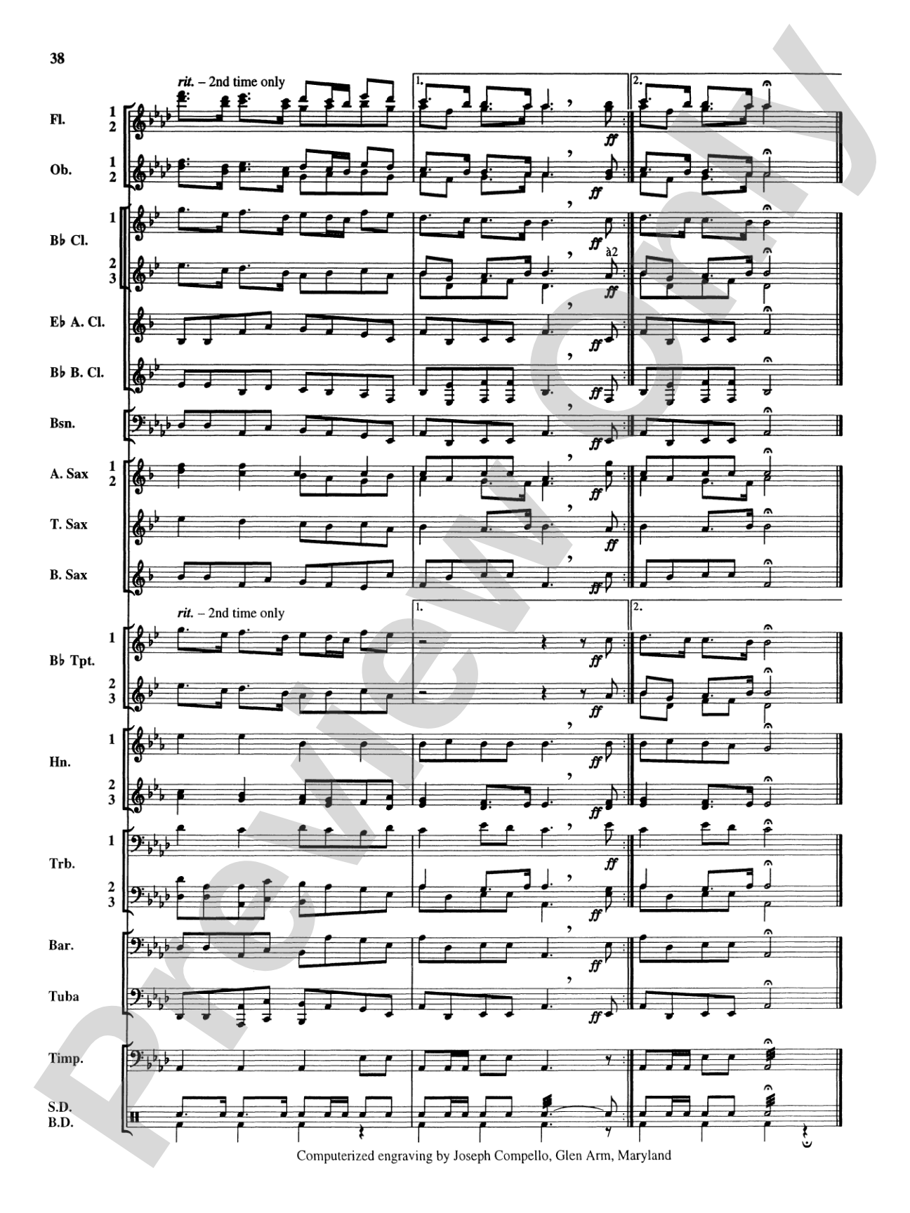 Royal Fireworks Music: Concert Band Conductor Score & Parts