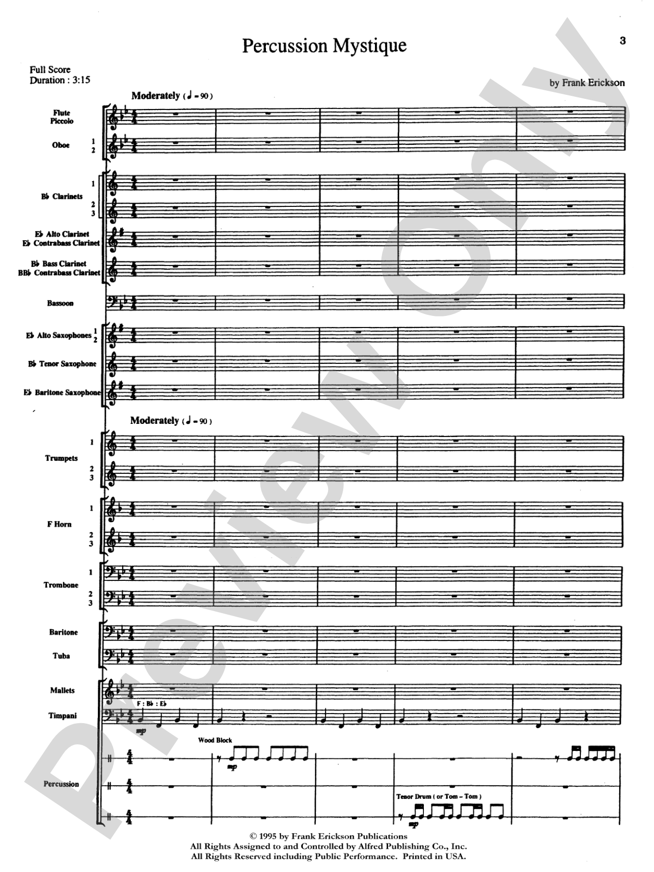 Percussion Mystique: Concert Band Conductor Score & Parts