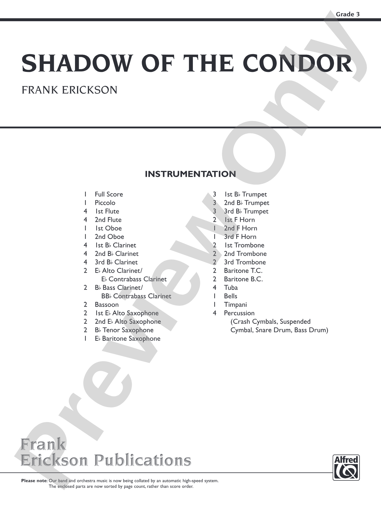 Shadow of the Condor: Concert Band Conductor Score & Parts