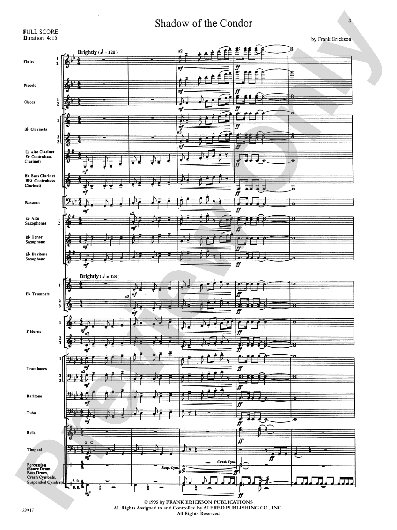 Shadow of the Condor: Concert Band Conductor Score & Parts