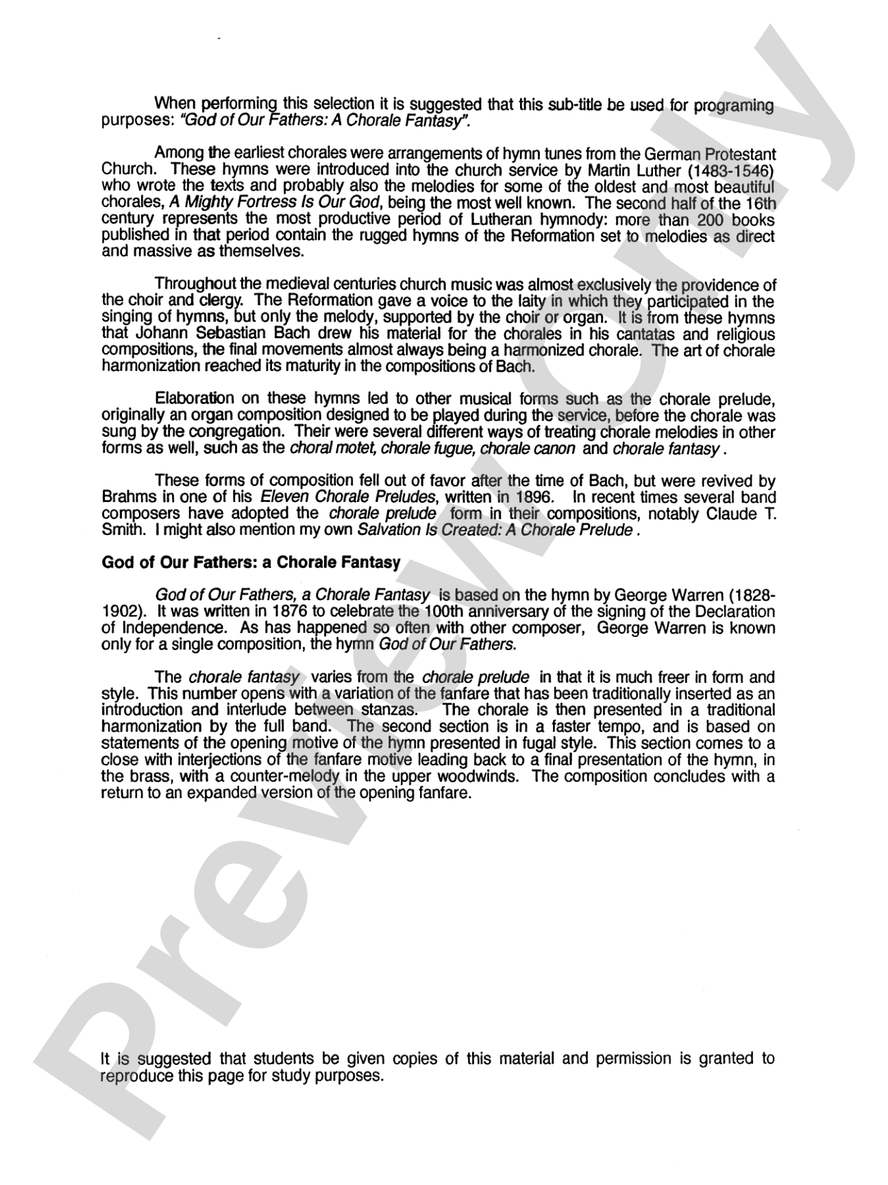 "C" Is for Chorale (God of Our Fathers: A Chorale Fantasy): Score