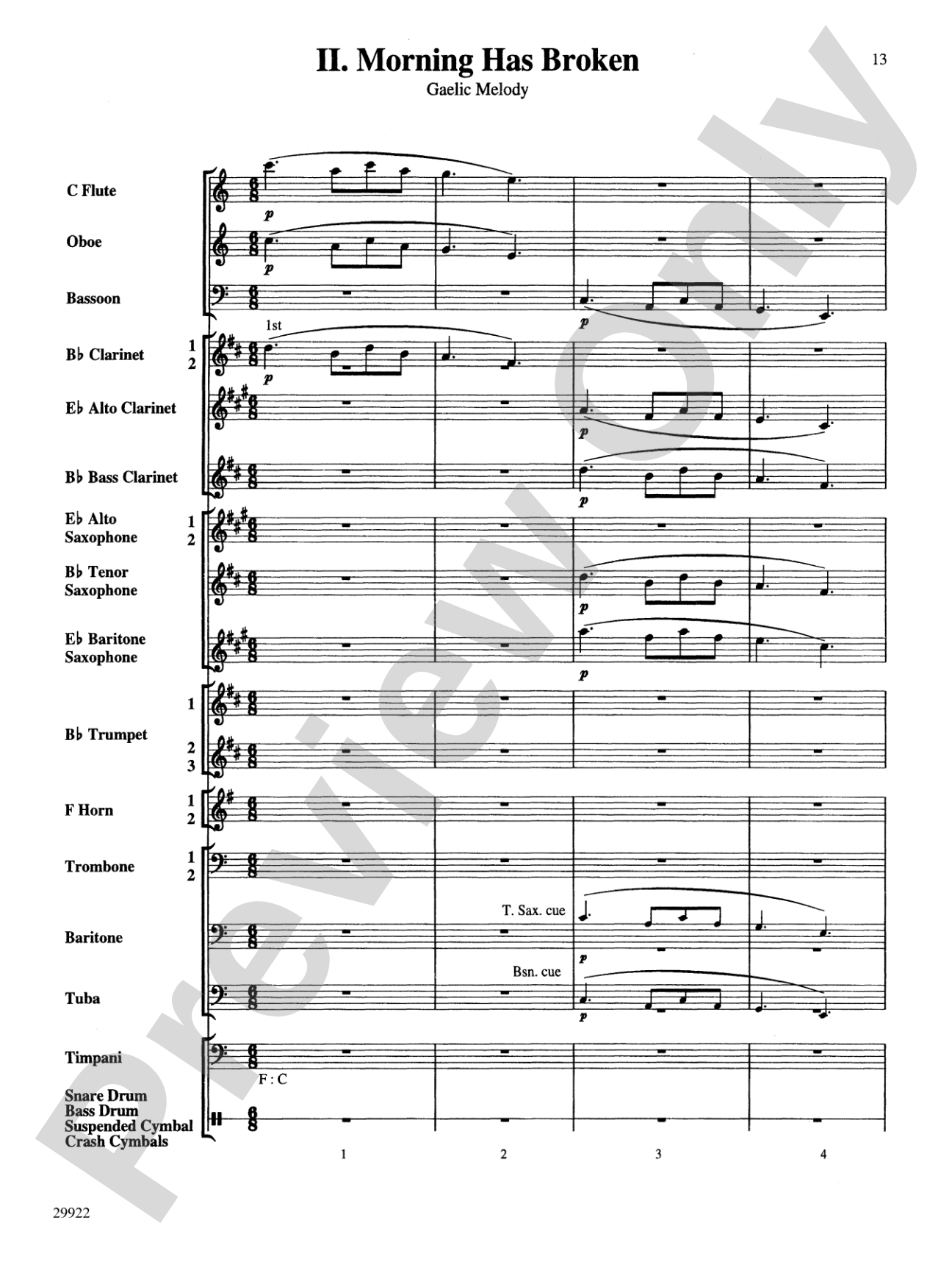 Two Songs of Morning: Concert Band Conductor Score & Parts