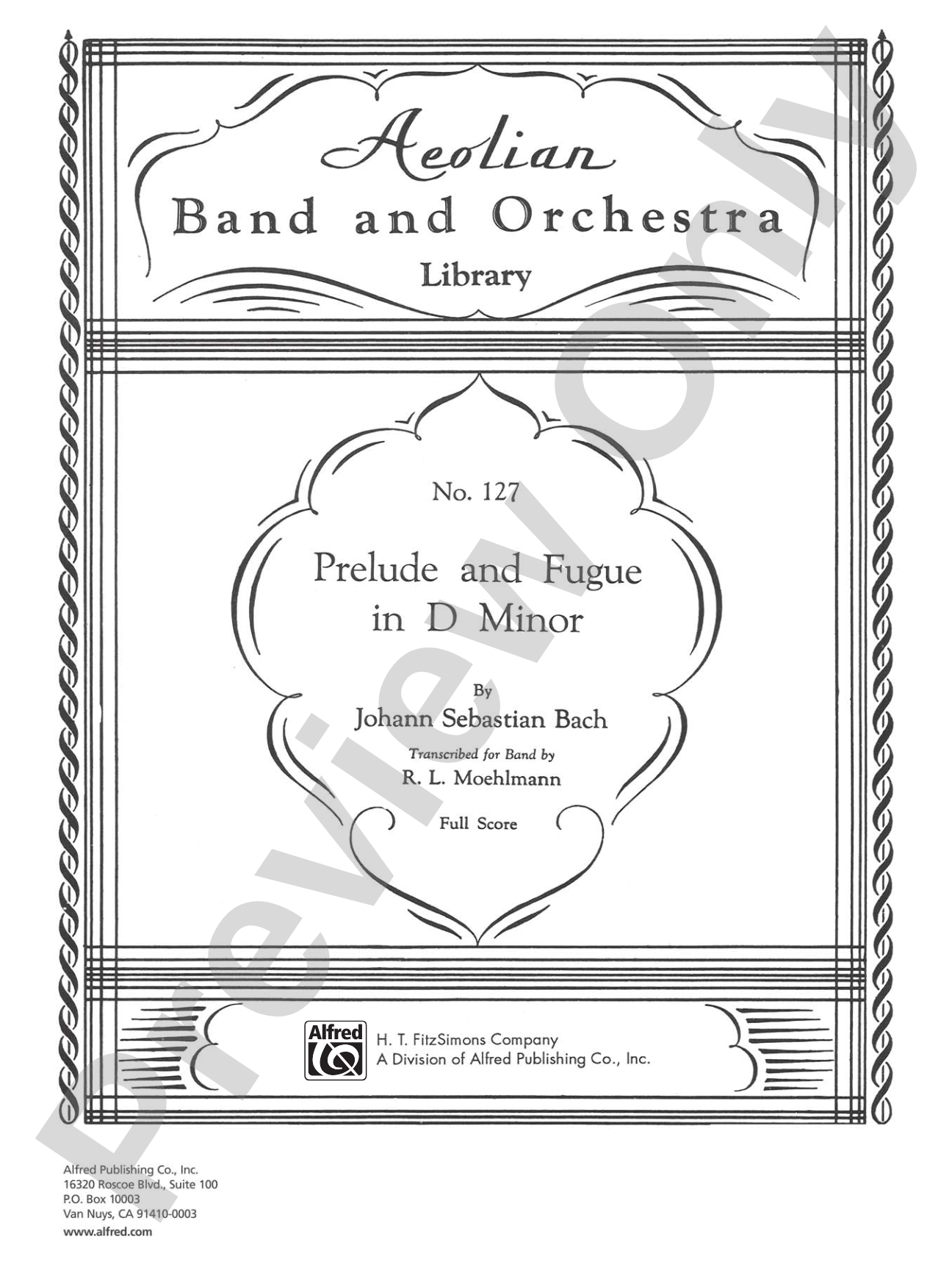 Prelude and Fugue in D minor: Concert Band Conductor Score & Parts
