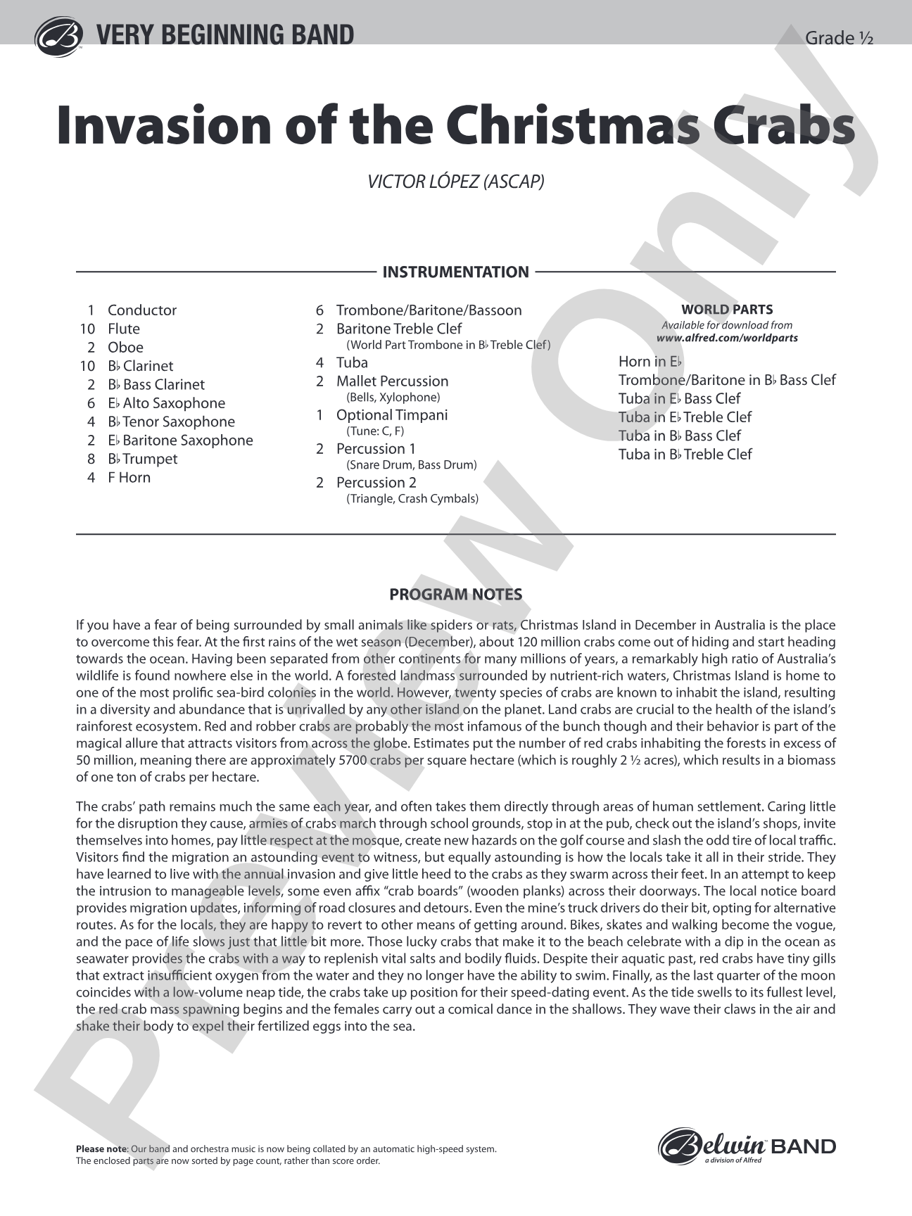 Invasion of the Christmas Crabs: Concert Band Conductor Score & Parts