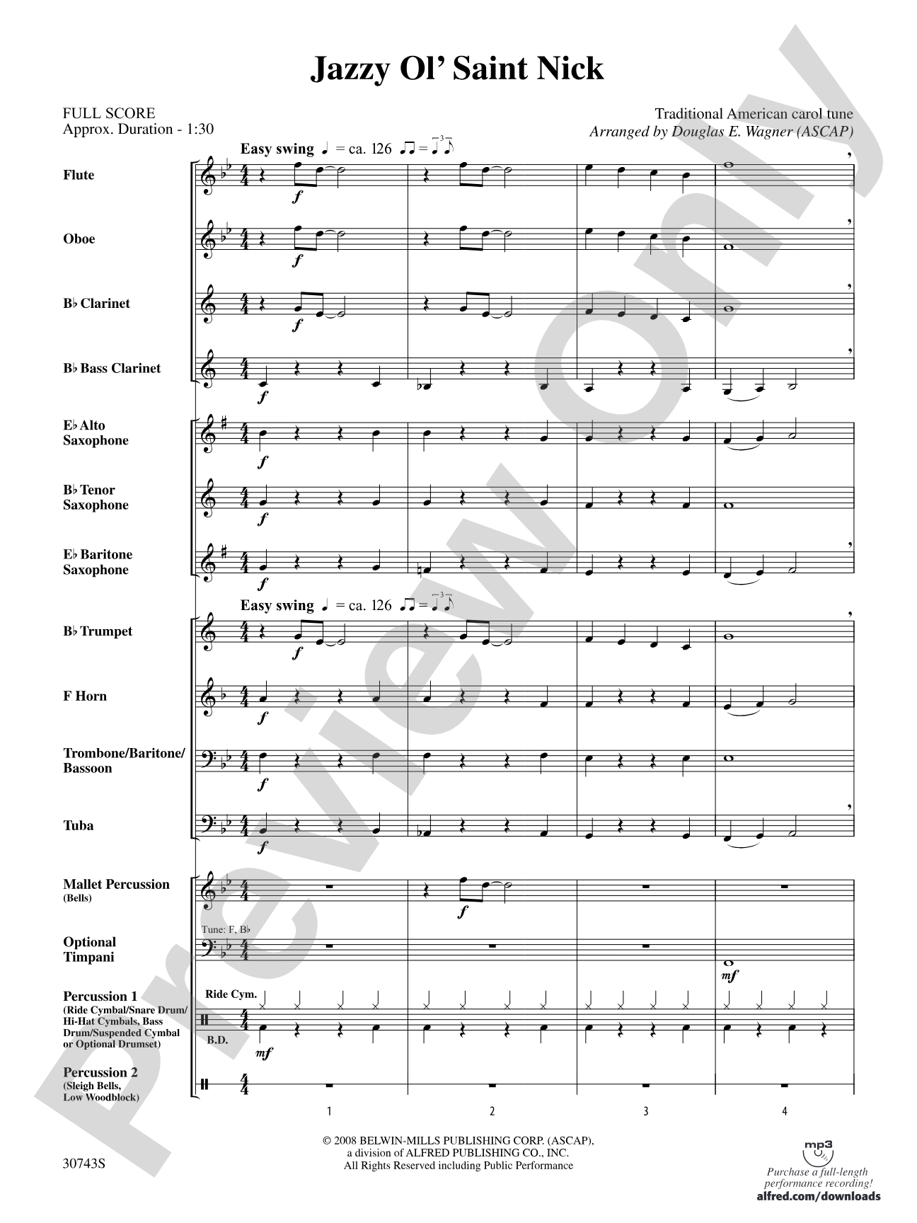 Jazzy Ol' Saint Nick: Concert Band Conductor Score & Parts