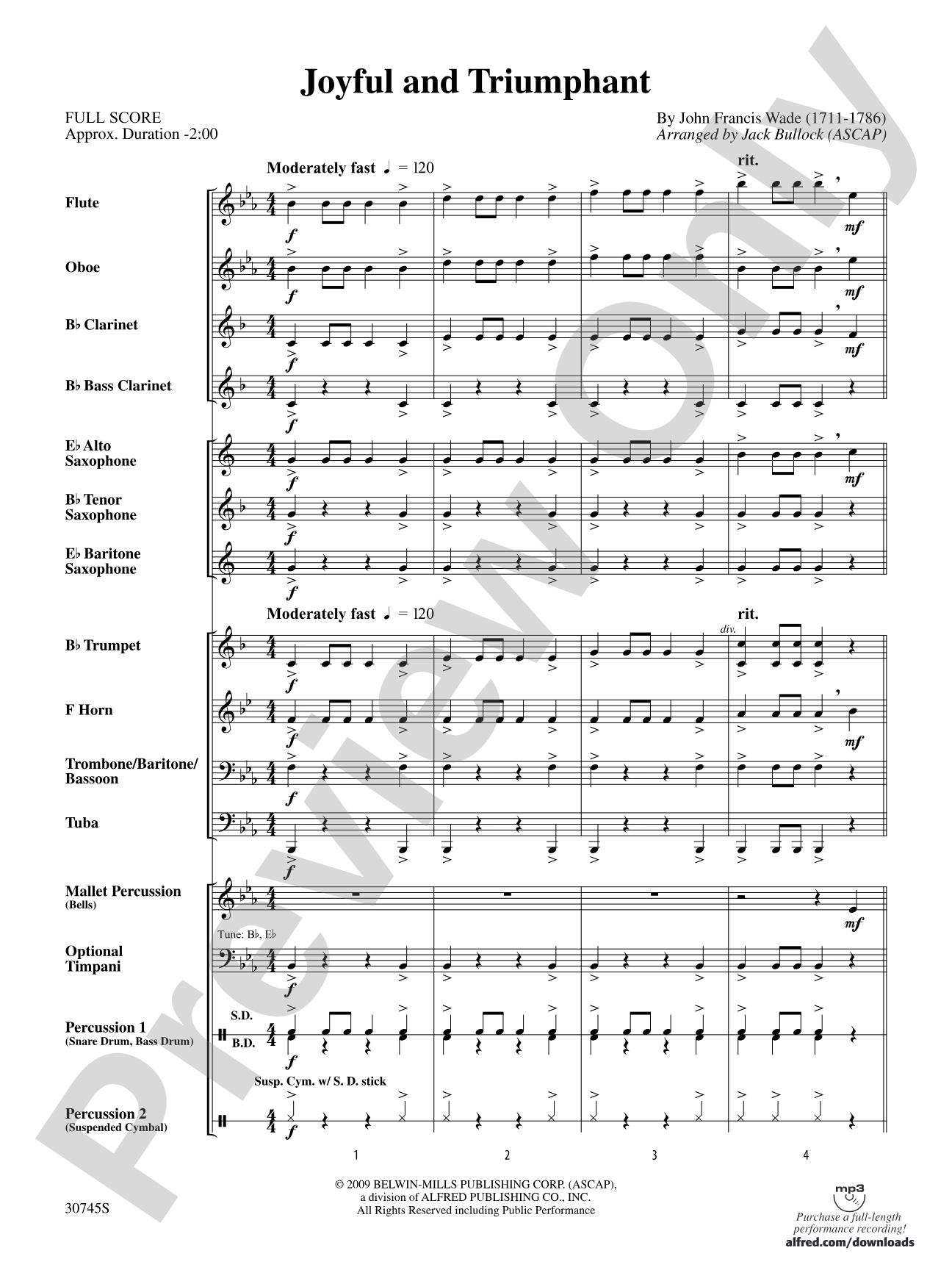 Joyful and Triumphant: Concert Band Conductor Score & Parts