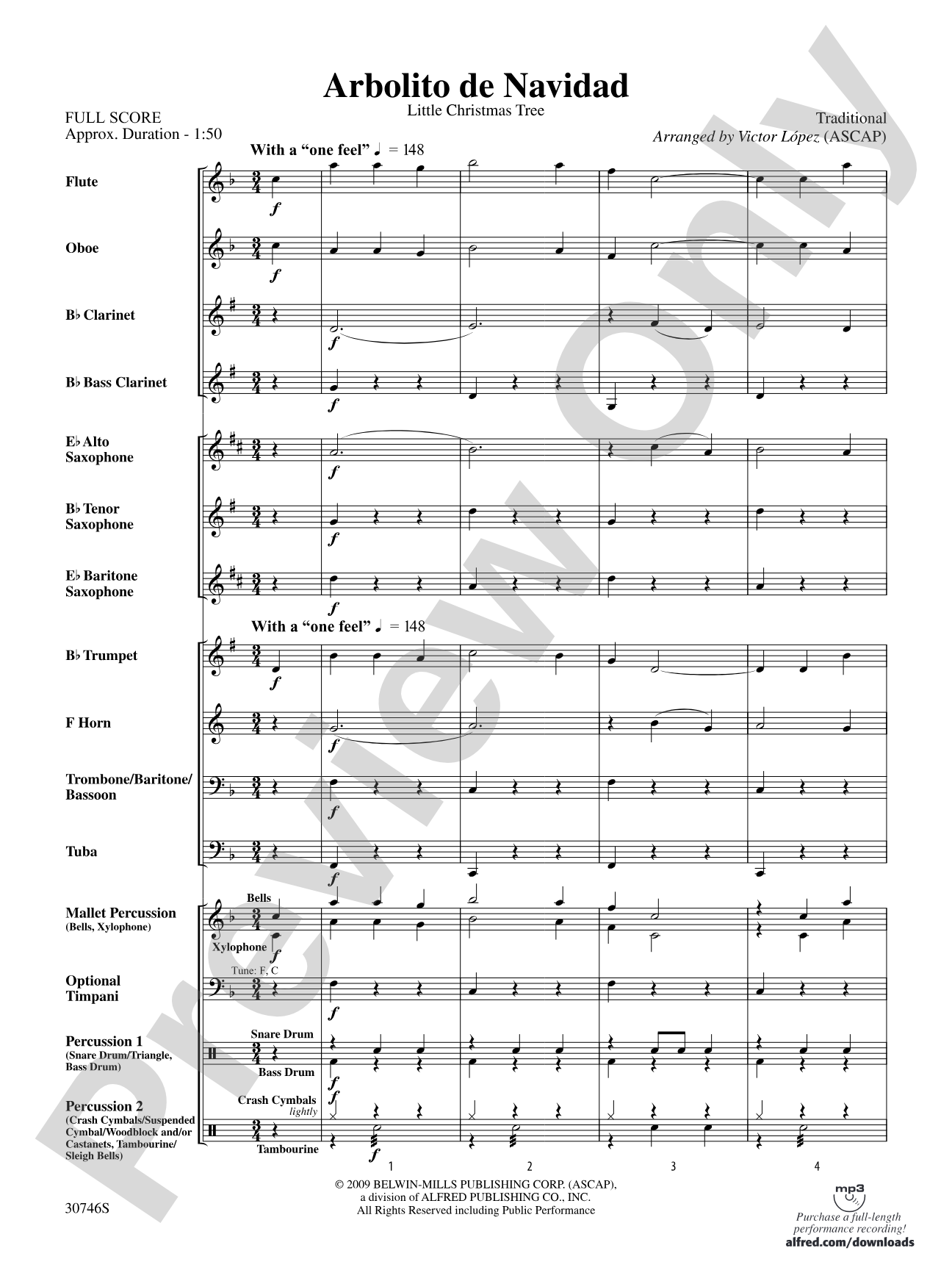 Arbolito de Navidad: Concert Band Conductor Score & Parts