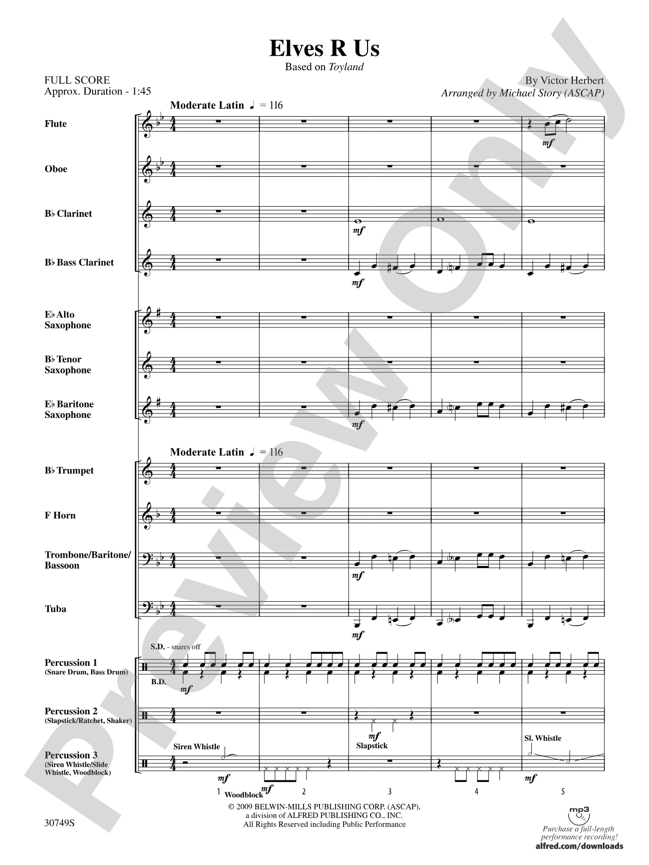 Elves R Us (Based on Toyland): Concert Band Conductor Score & Parts