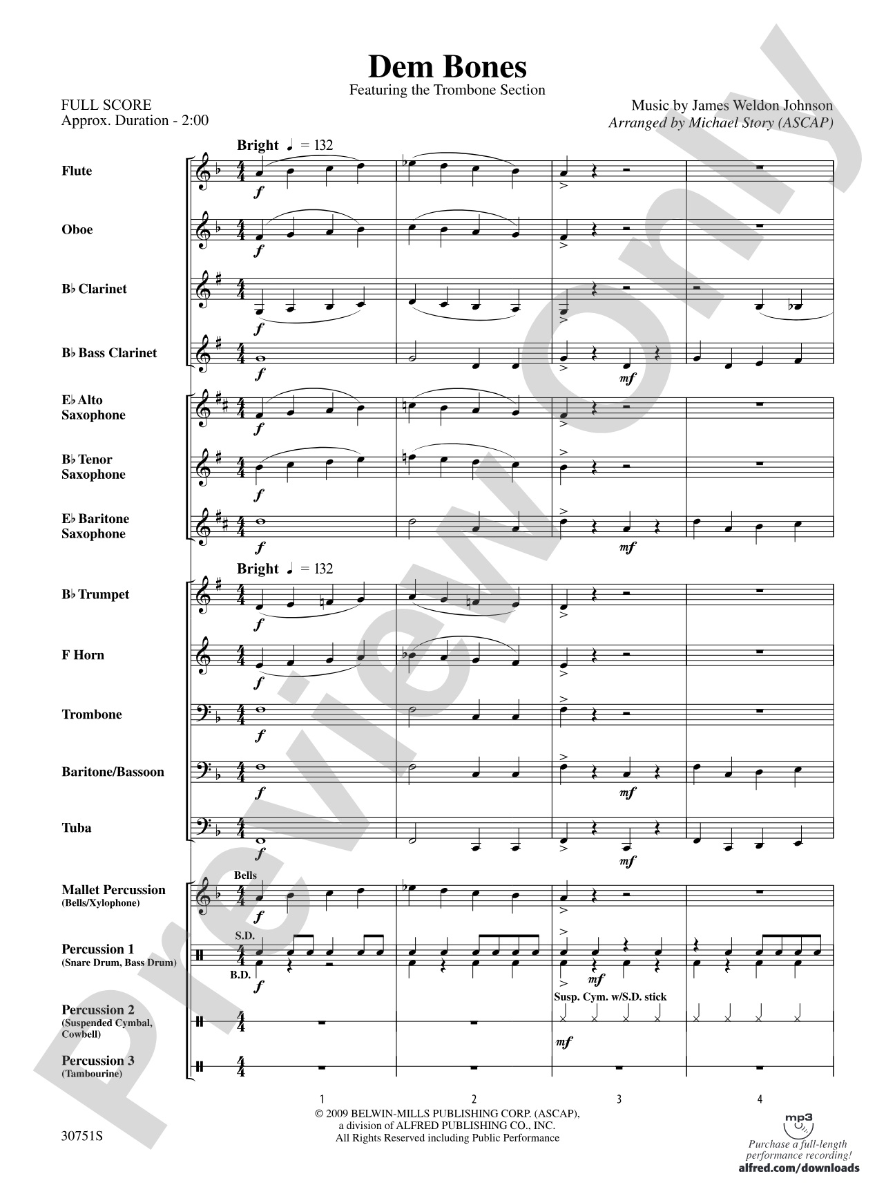 Dem Bones: Concert Band Conductor Score & Parts