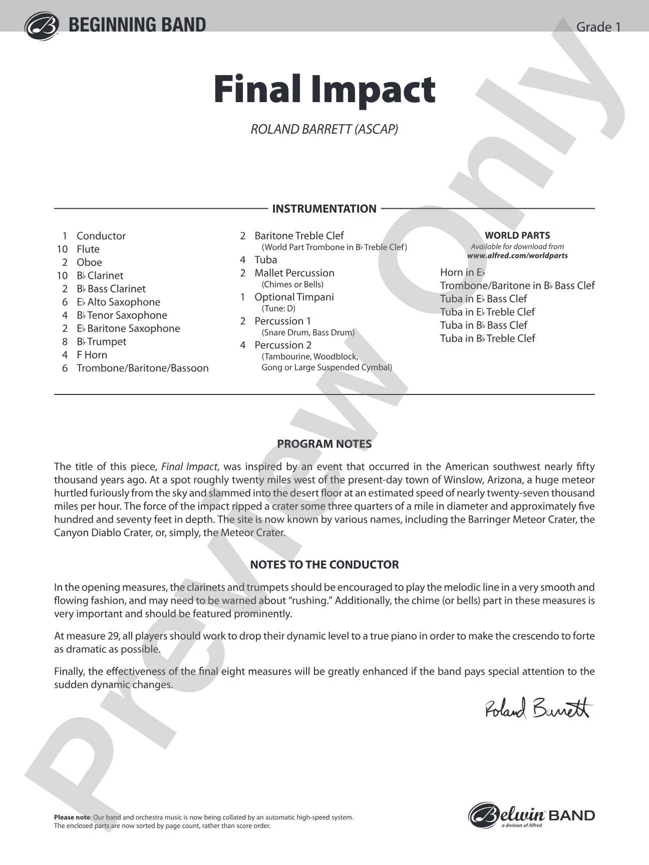 Final Impact: Concert Band Conductor Score & Parts