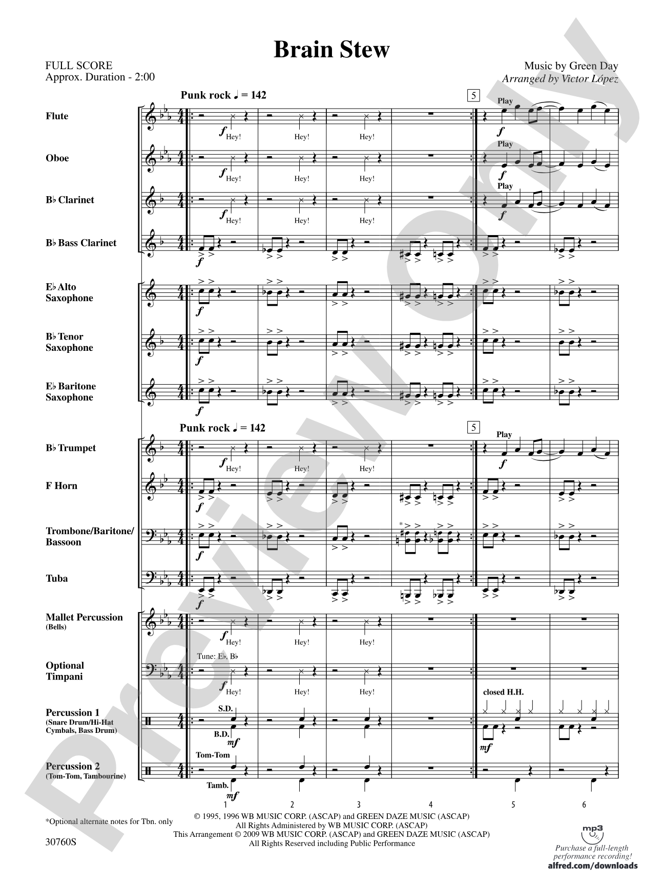 Brain Stew: Concert Band Conductor Score & Parts
