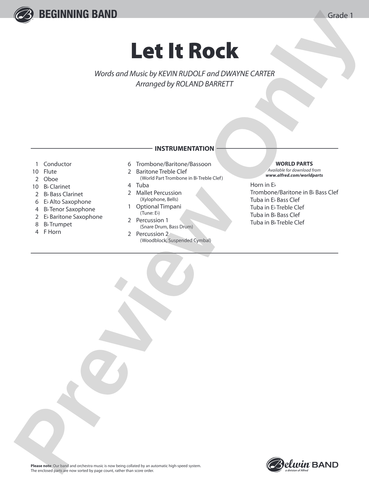 Let It Rock: Concert Band Conductor Score & Parts