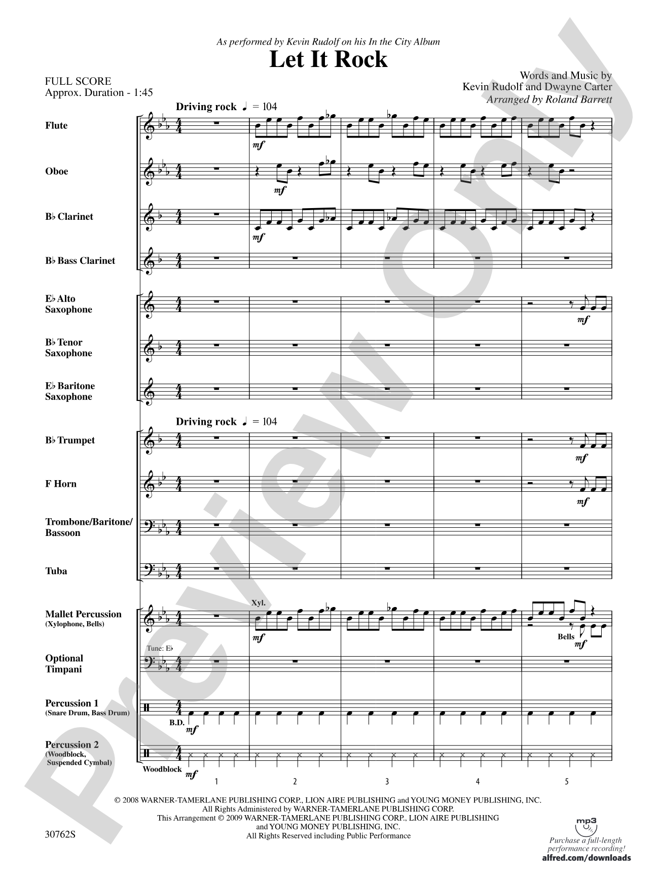 Let It Rock: Concert Band Conductor Score & Parts