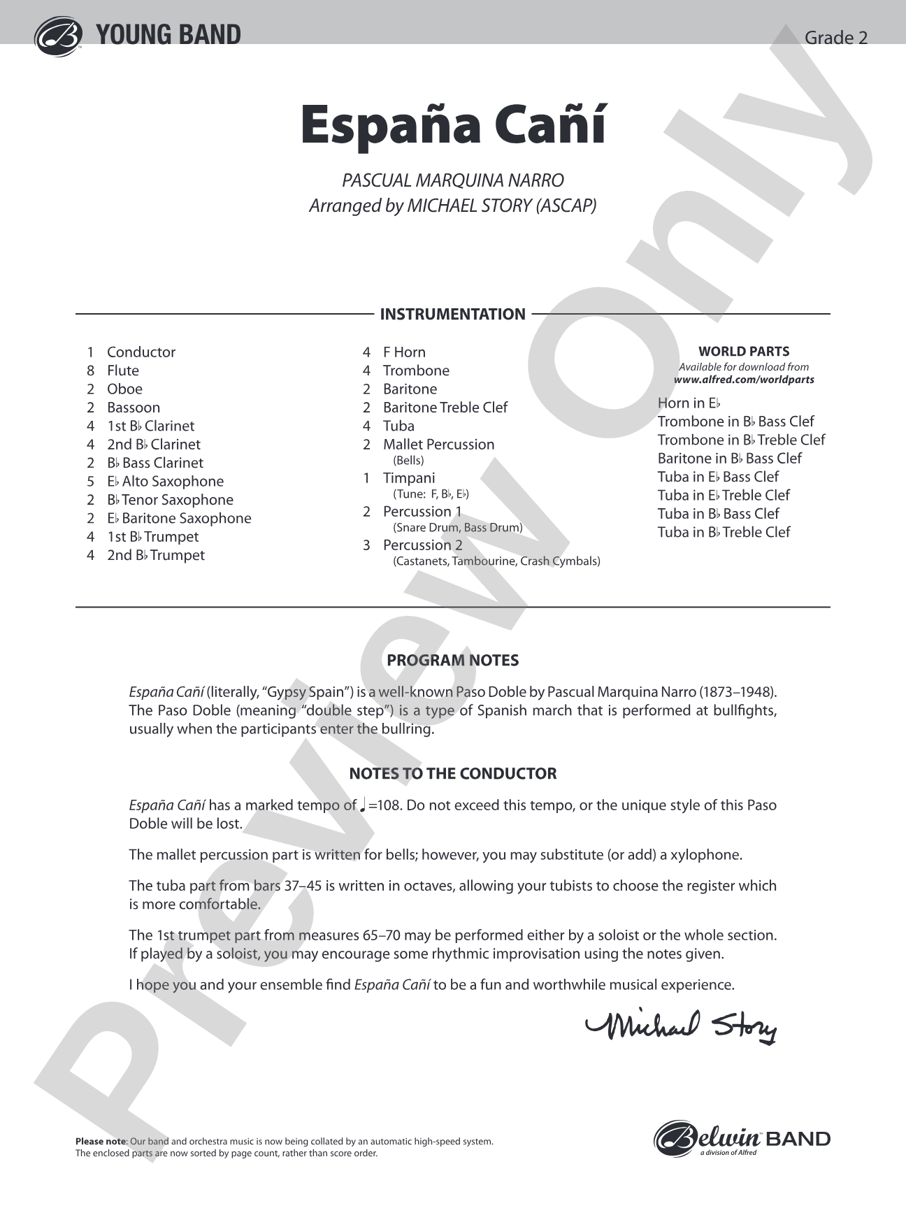 España Cañí: Concert Band Conductor Score & Parts