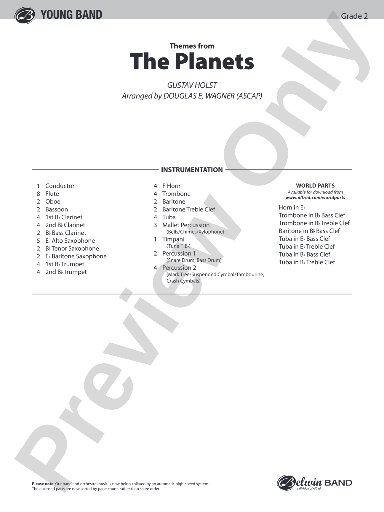 The Planets: Concert Band Conductor Score & Parts