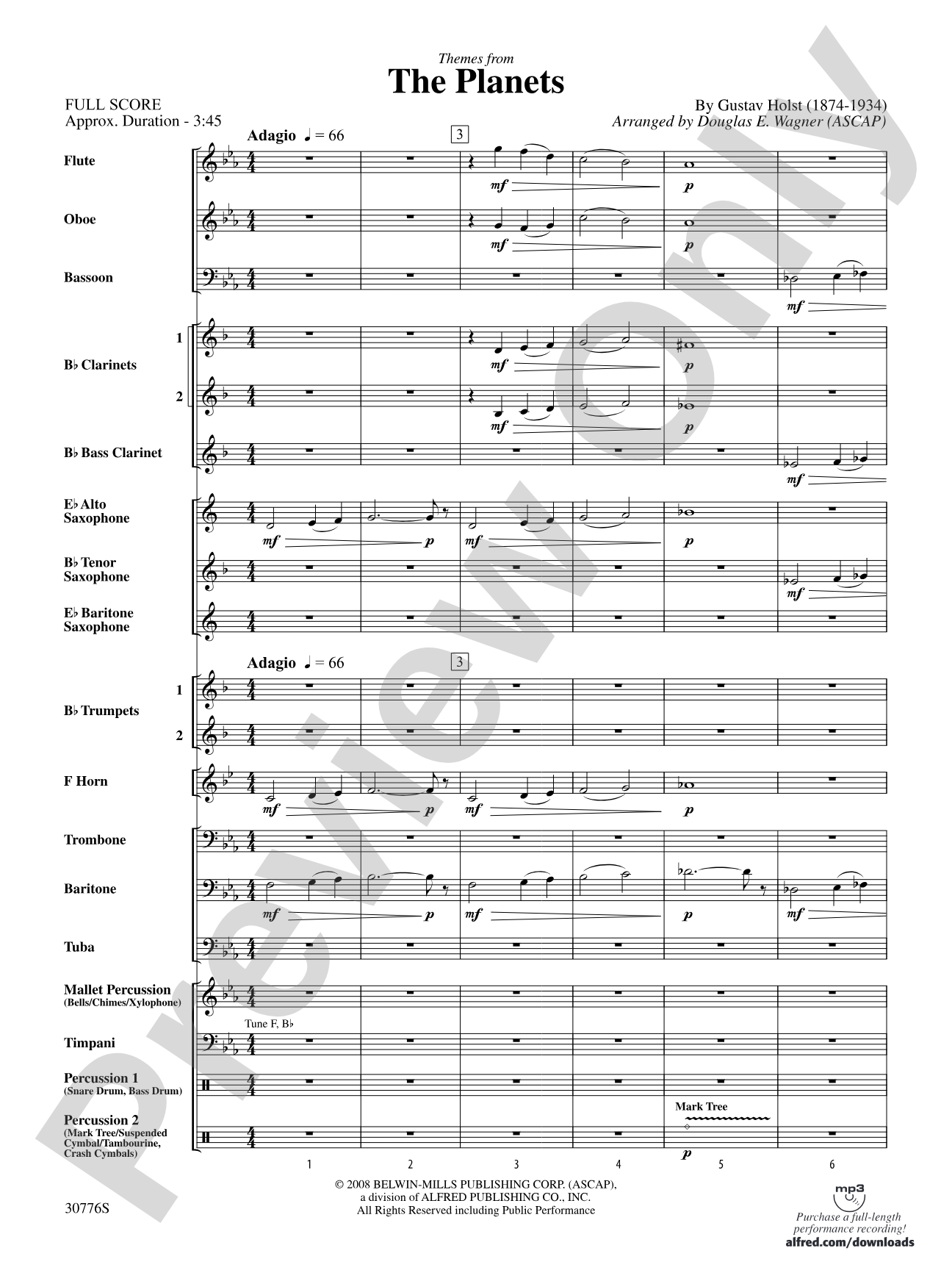 The Planets: Concert Band Conductor Score & Parts