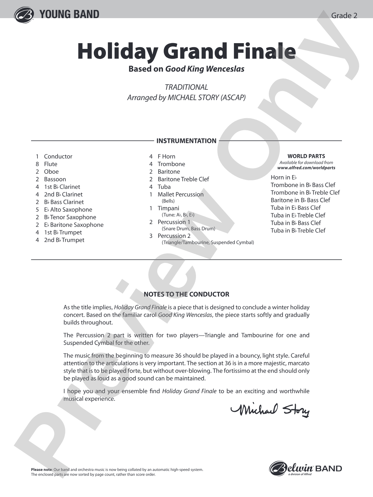 Holiday Grand Finale (Based on "Good King Wenceslas"): Concert Band Conductor Score & Parts