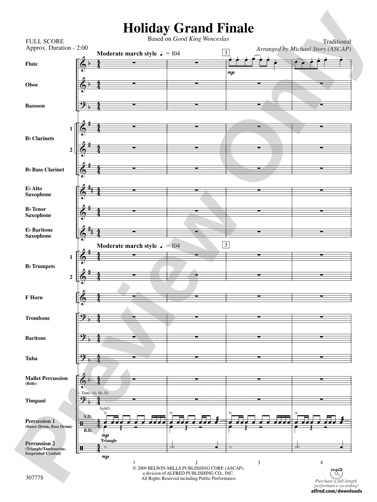 Holiday Grand Finale (Based on "Good King Wenceslas"): Concert Band Conductor Score & Parts
