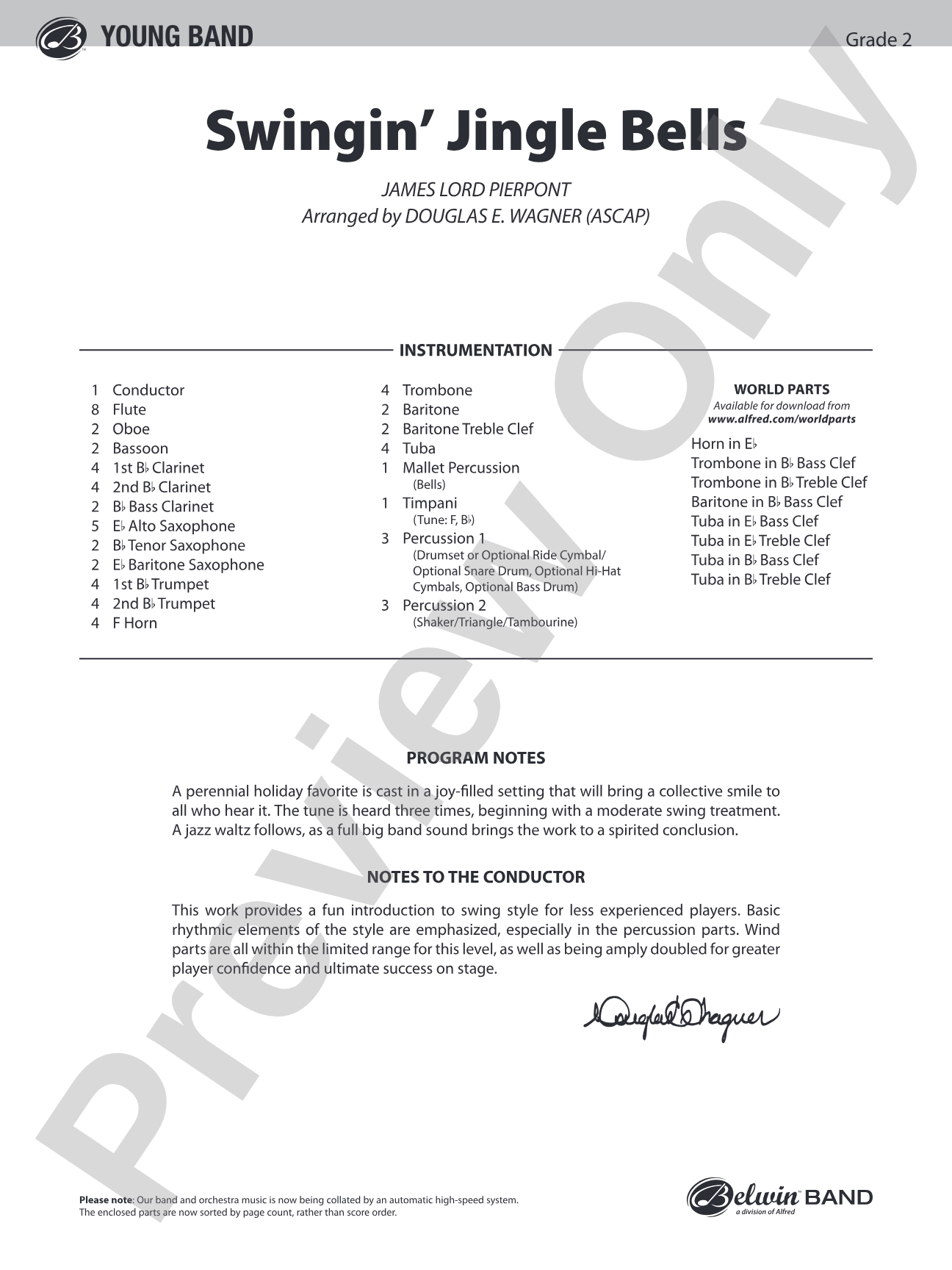 Swingin' Jingle Bells: Concert Band Conductor Score & Parts