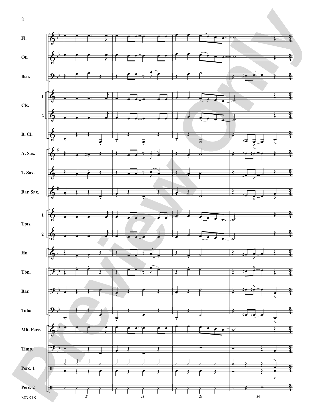 Swingin' Jingle Bells: Concert Band Conductor Score & Parts