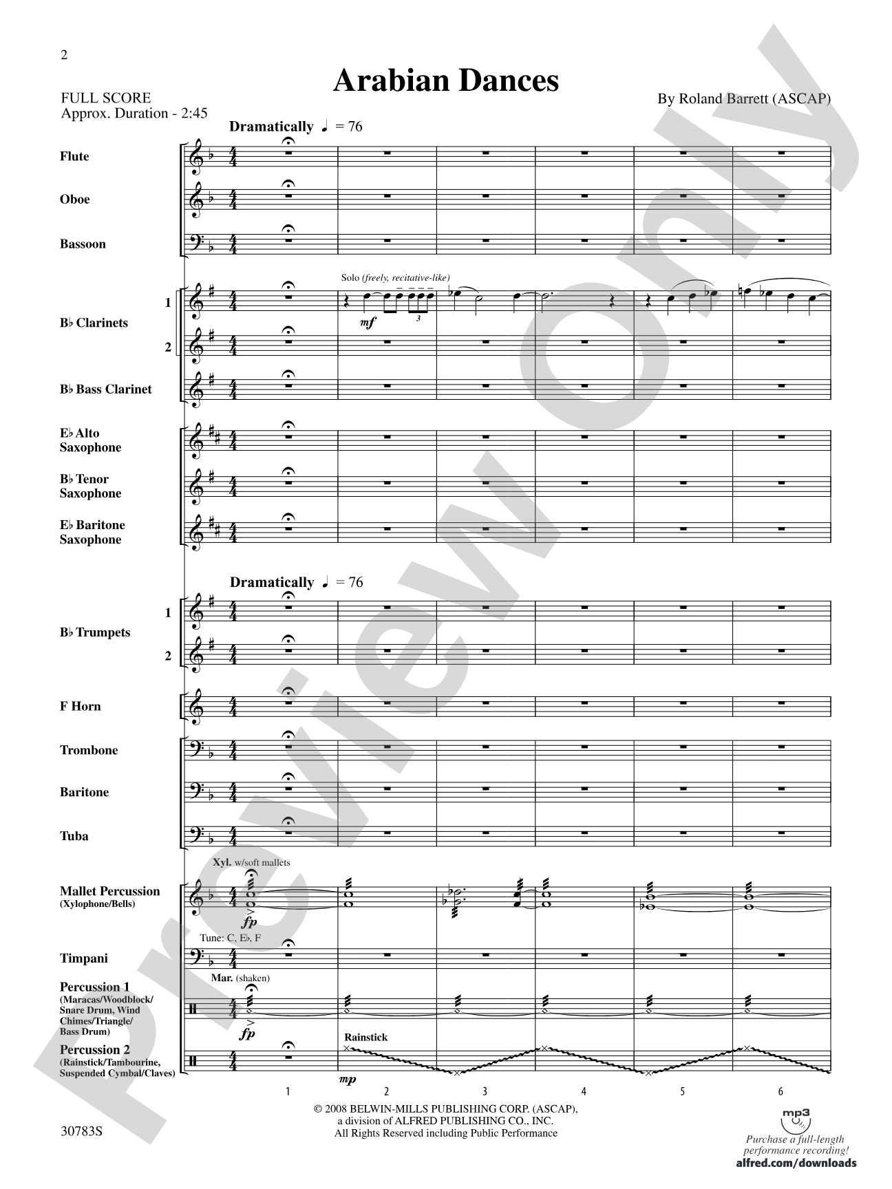 Arabian Dances: Concert Band Conductor Score & Parts