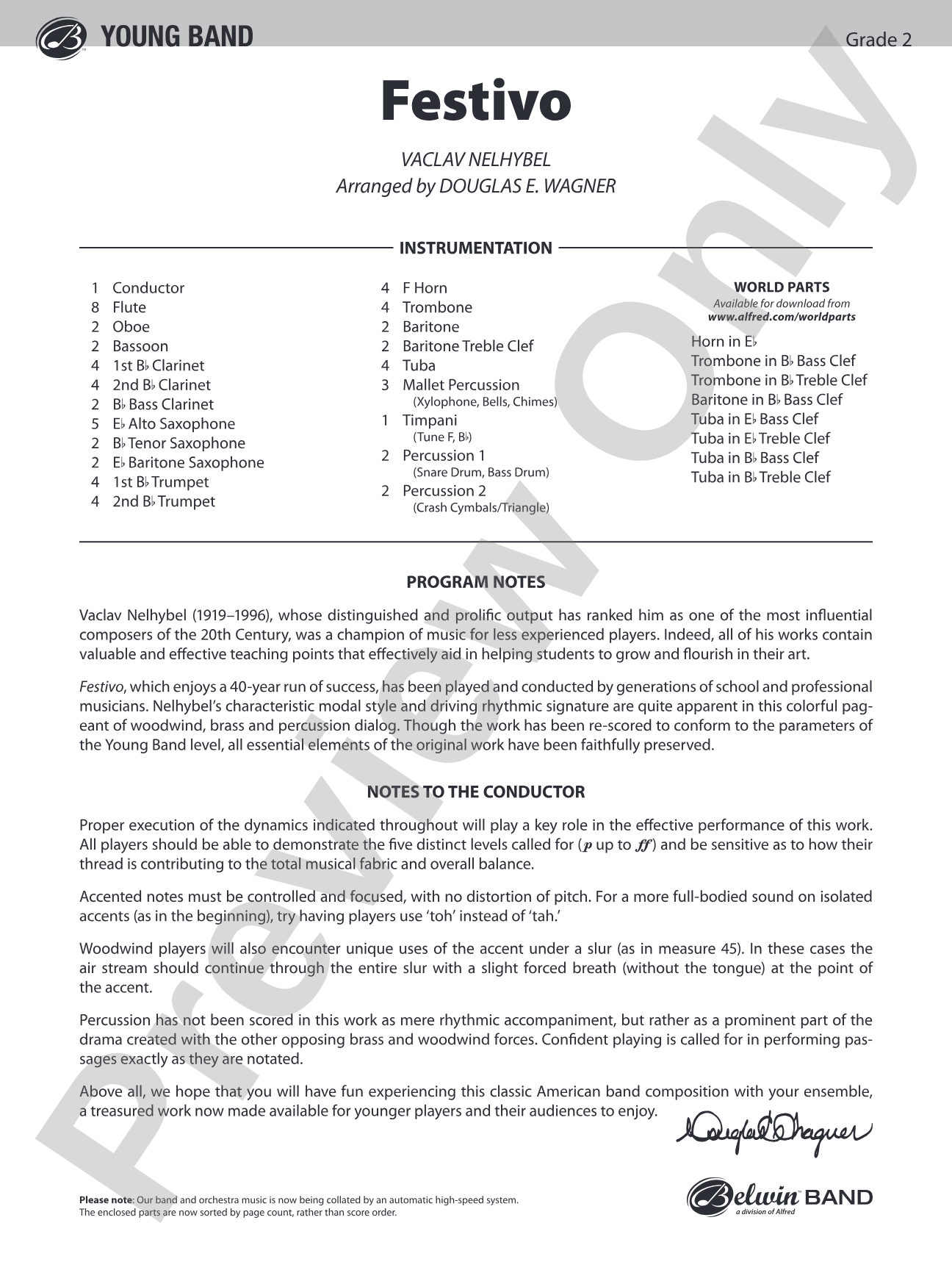 Festivo: Concert Band Conductor Score & Parts