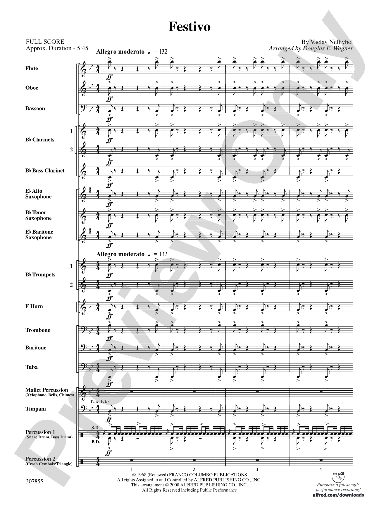 Festivo: Concert Band Conductor Score & Parts