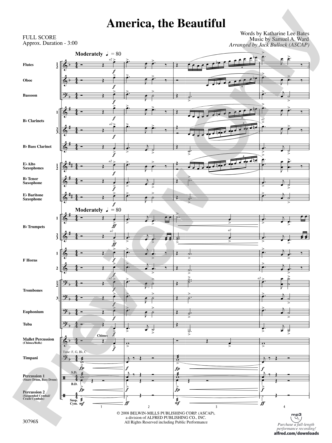 America, the Beautiful: Concert Band Conductor Score & Parts
