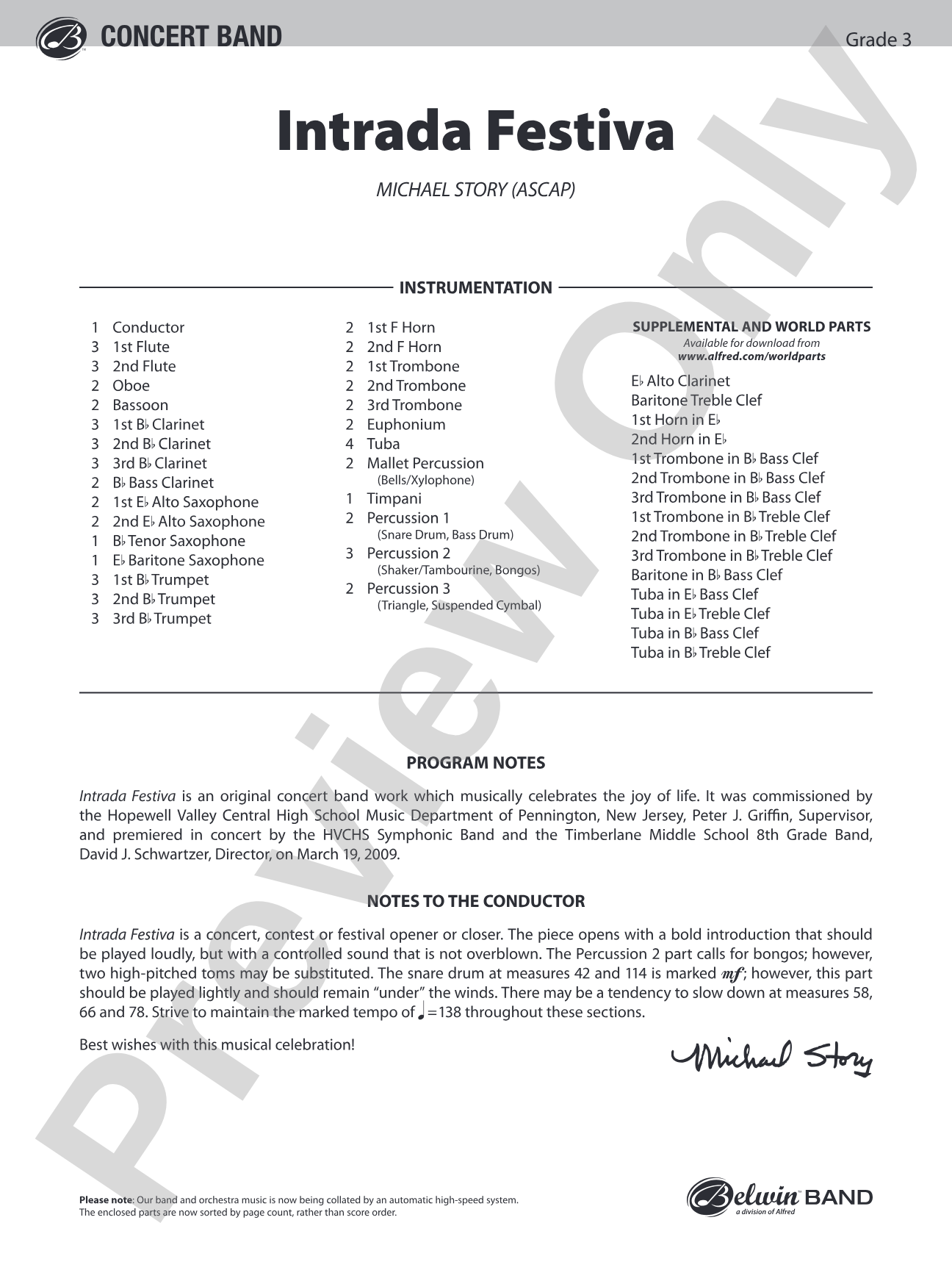Intrada Festiva: Concert Band Conductor Score & Parts