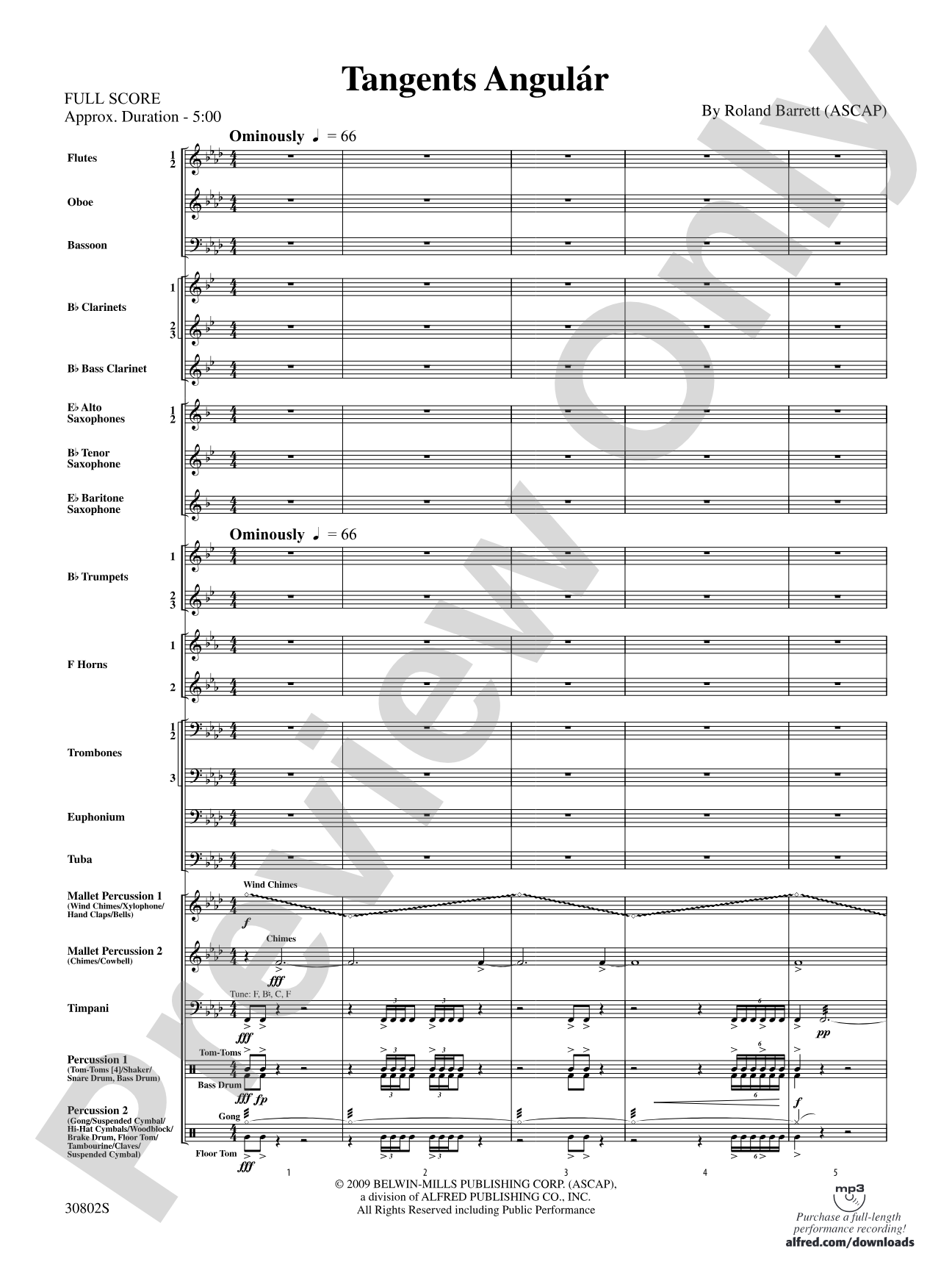 Tangents Angulár: Concert Band Conductor Score & Parts