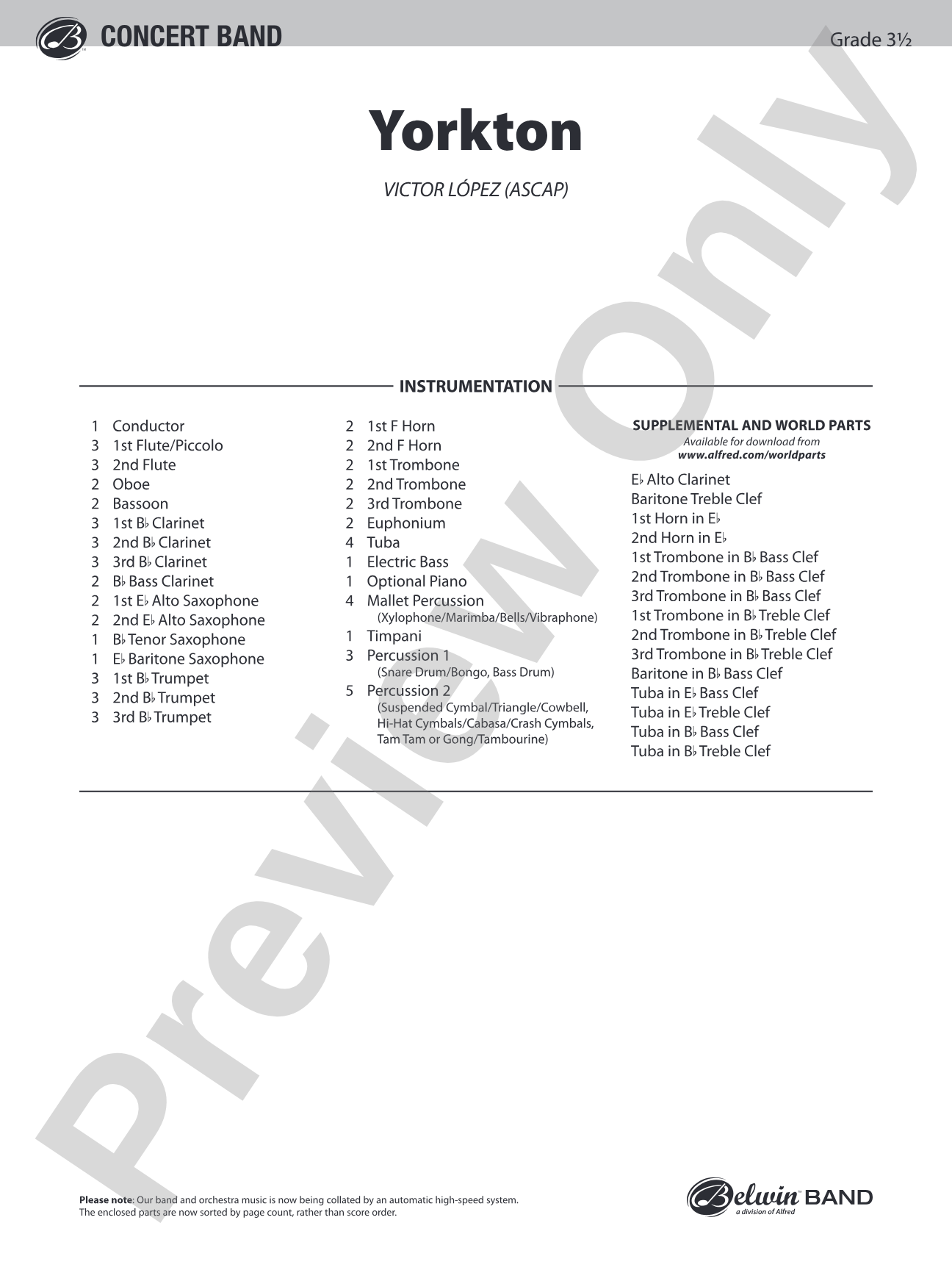 Yorkton: Concert Band Conductor Score & Parts