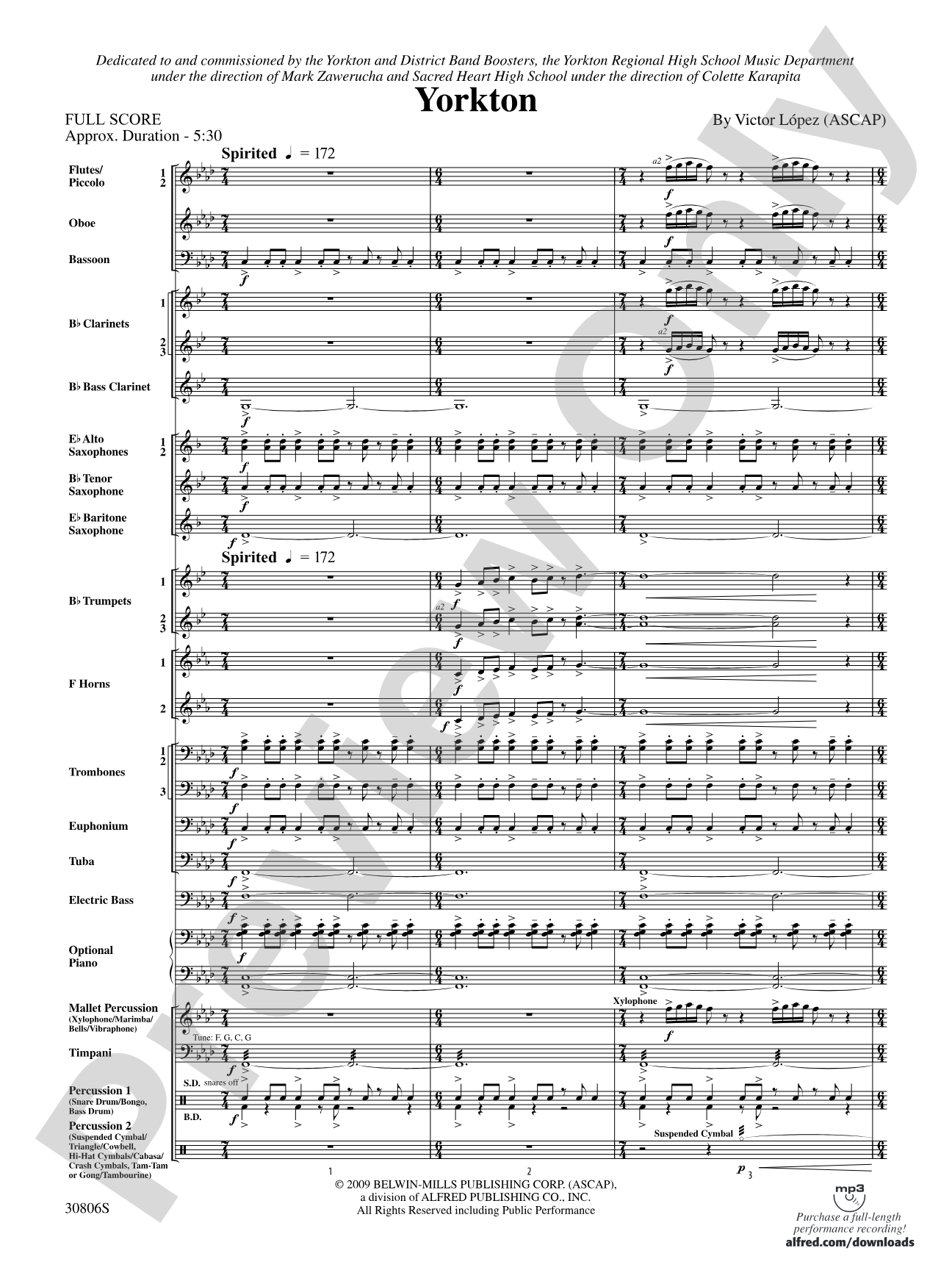 Yorkton: Concert Band Conductor Score & Parts