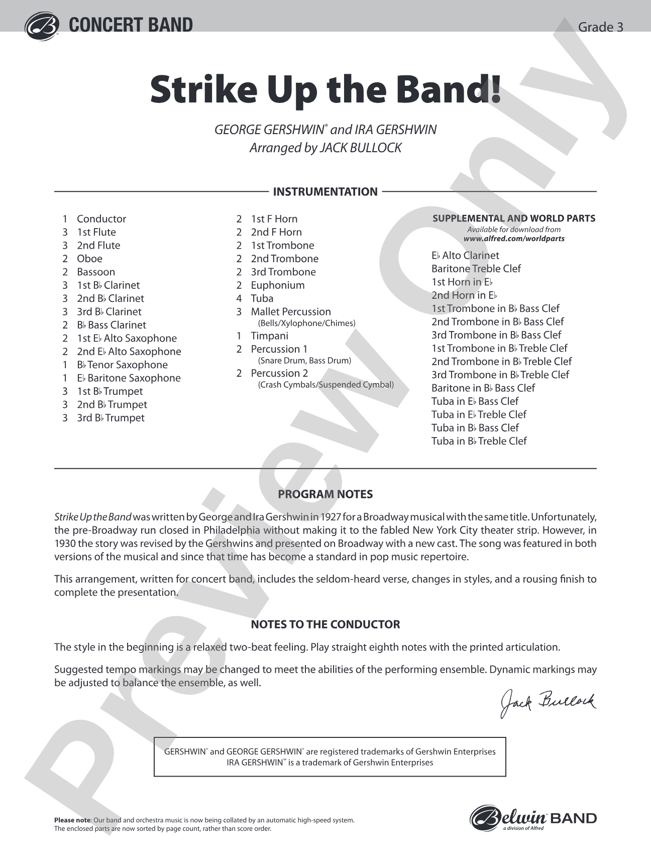 Strike Up the Band: Concert Band Conductor Score & Parts