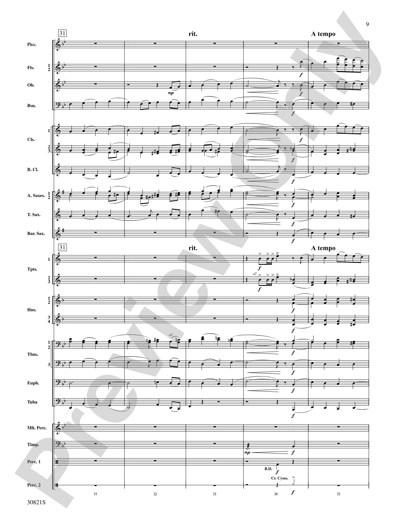 Solemn Melody: Concert Band Conductor Score & Parts