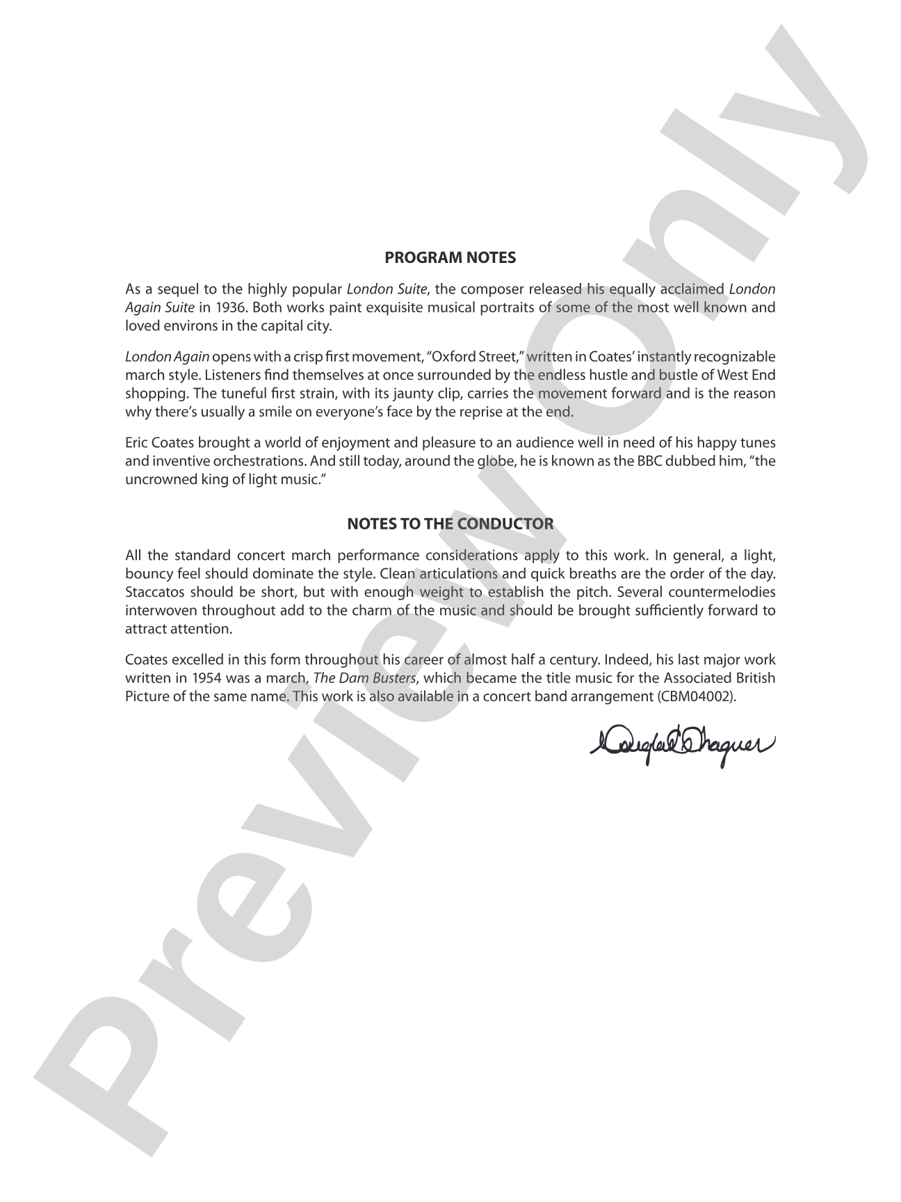 Oxford Street (March): Concert Band Conductor Score & Parts