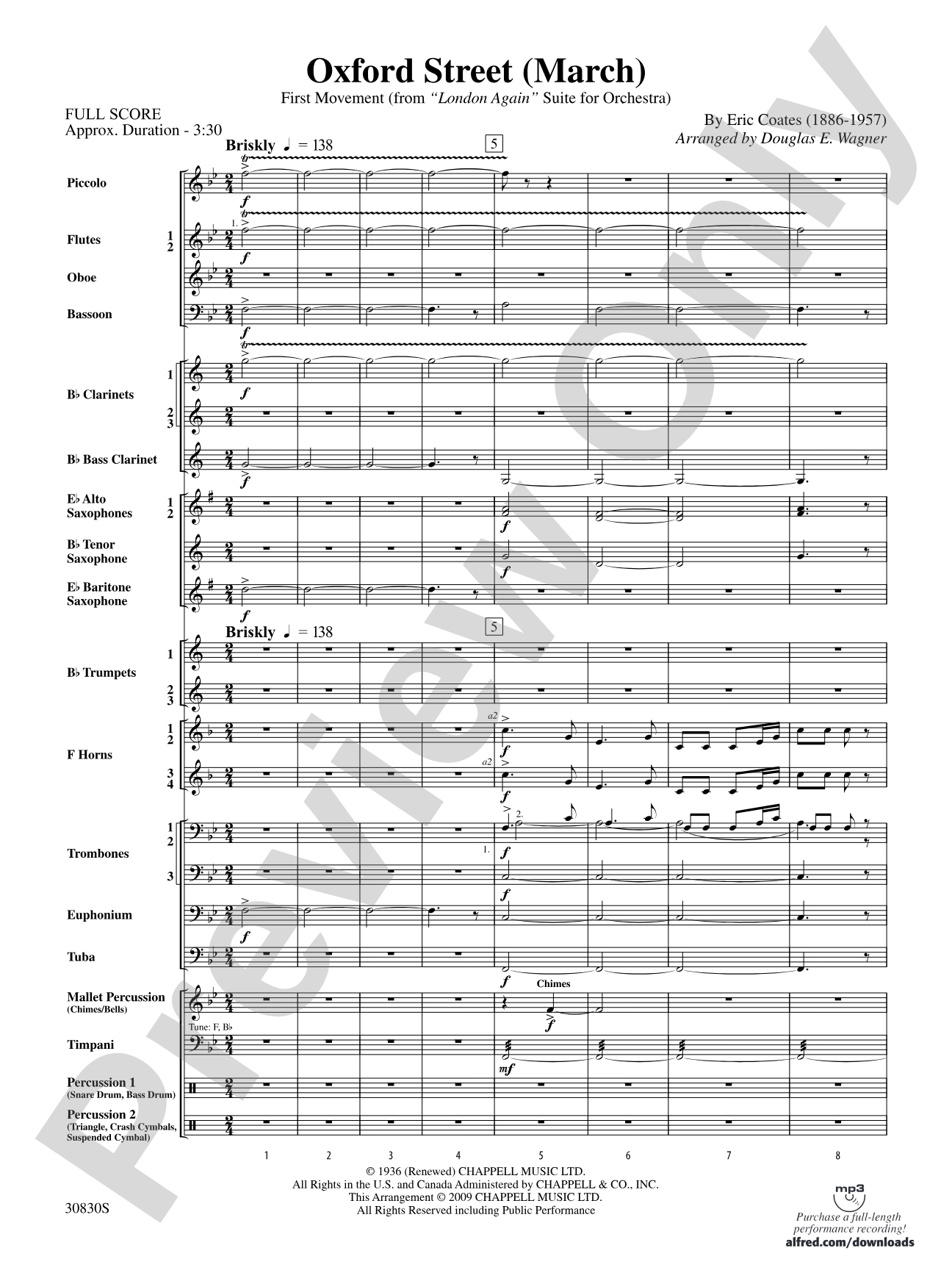 Oxford Street (March): Concert Band Conductor Score & Parts
