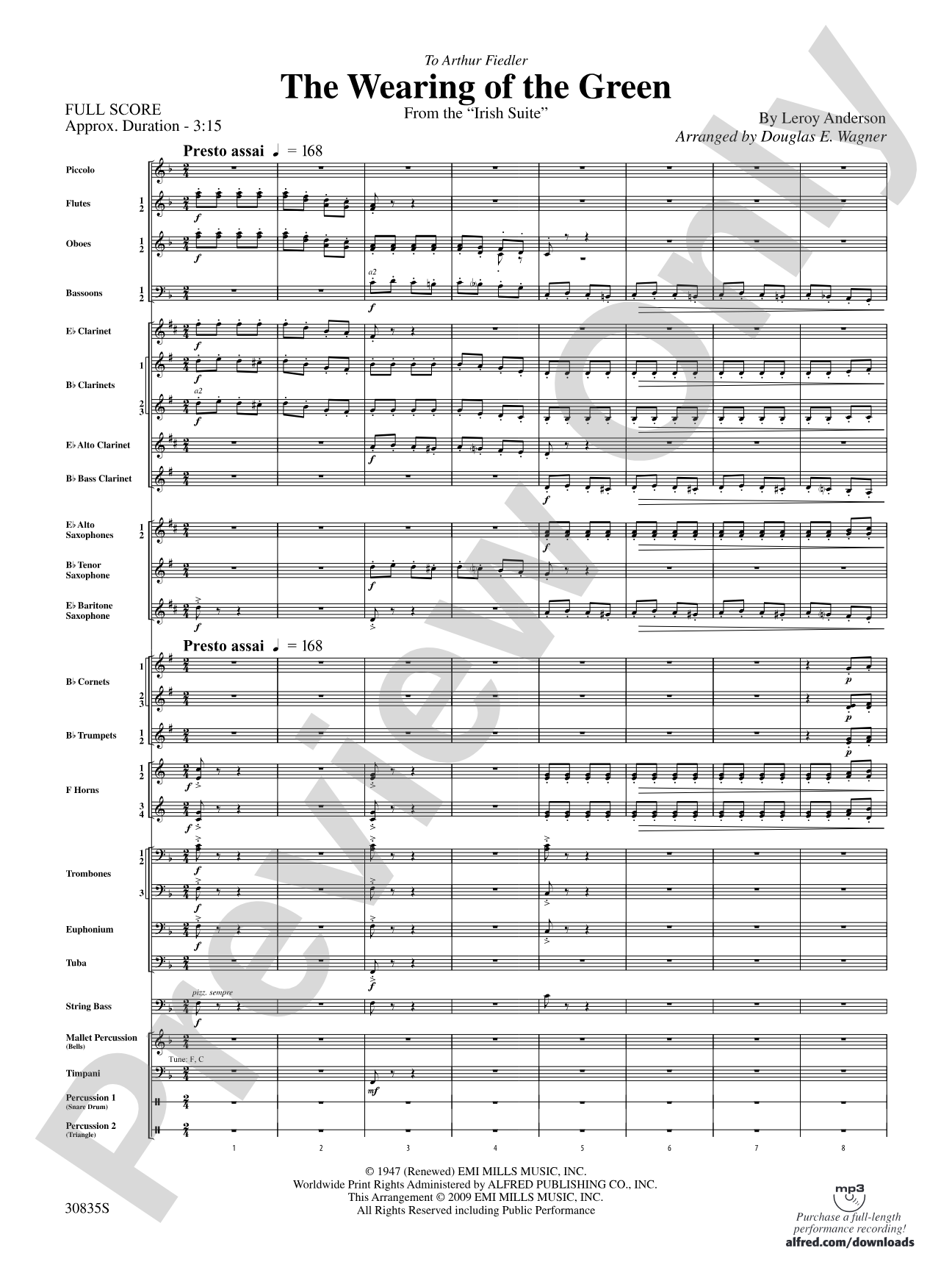 The Wearing of the Green (from the Irish Suite): Concert Band Conductor Score & Parts