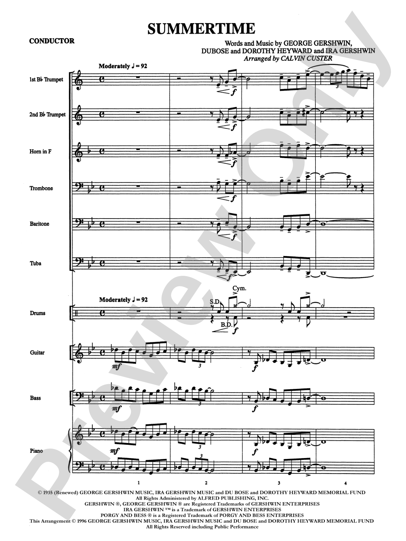 Summertime (from Porgy and Bess): Brass Choir