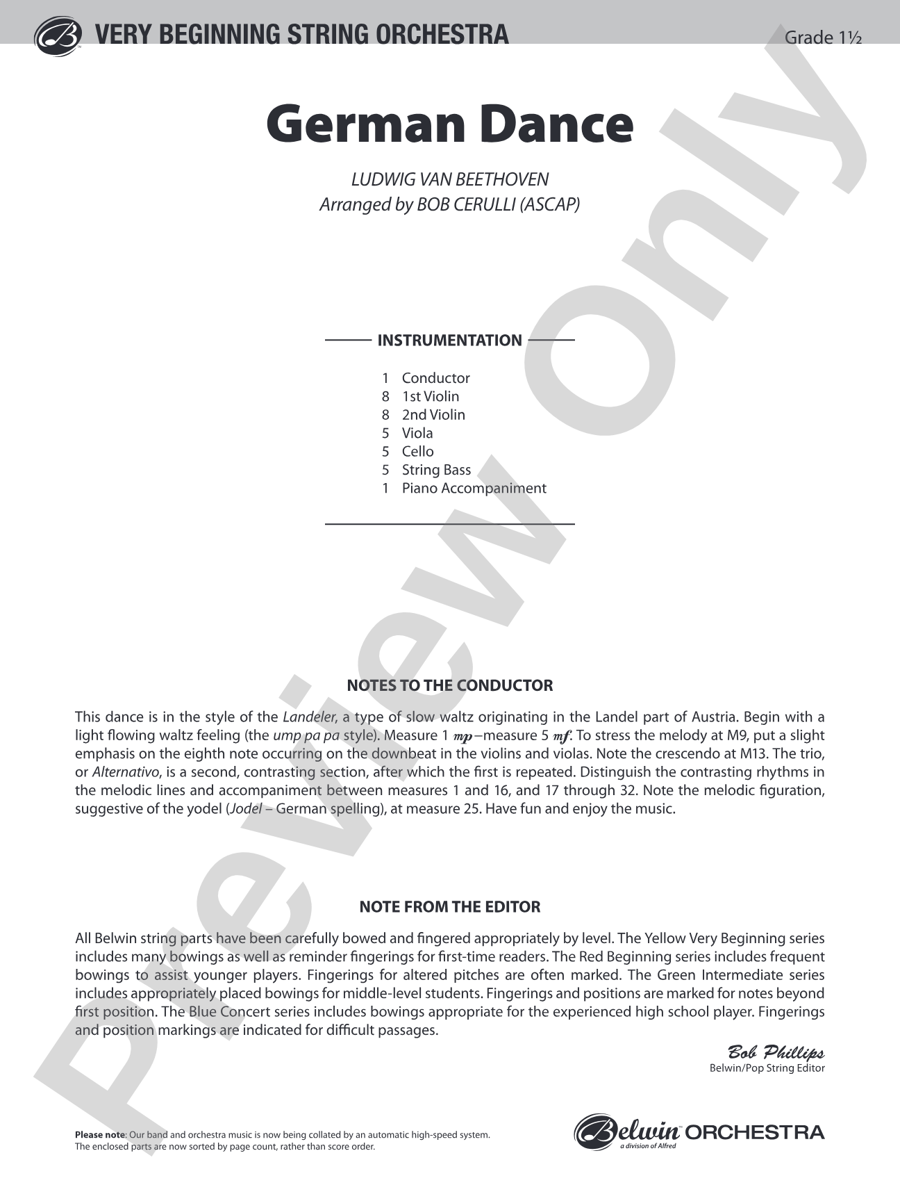 German Dance: String Orchestra Conductor Score & Parts